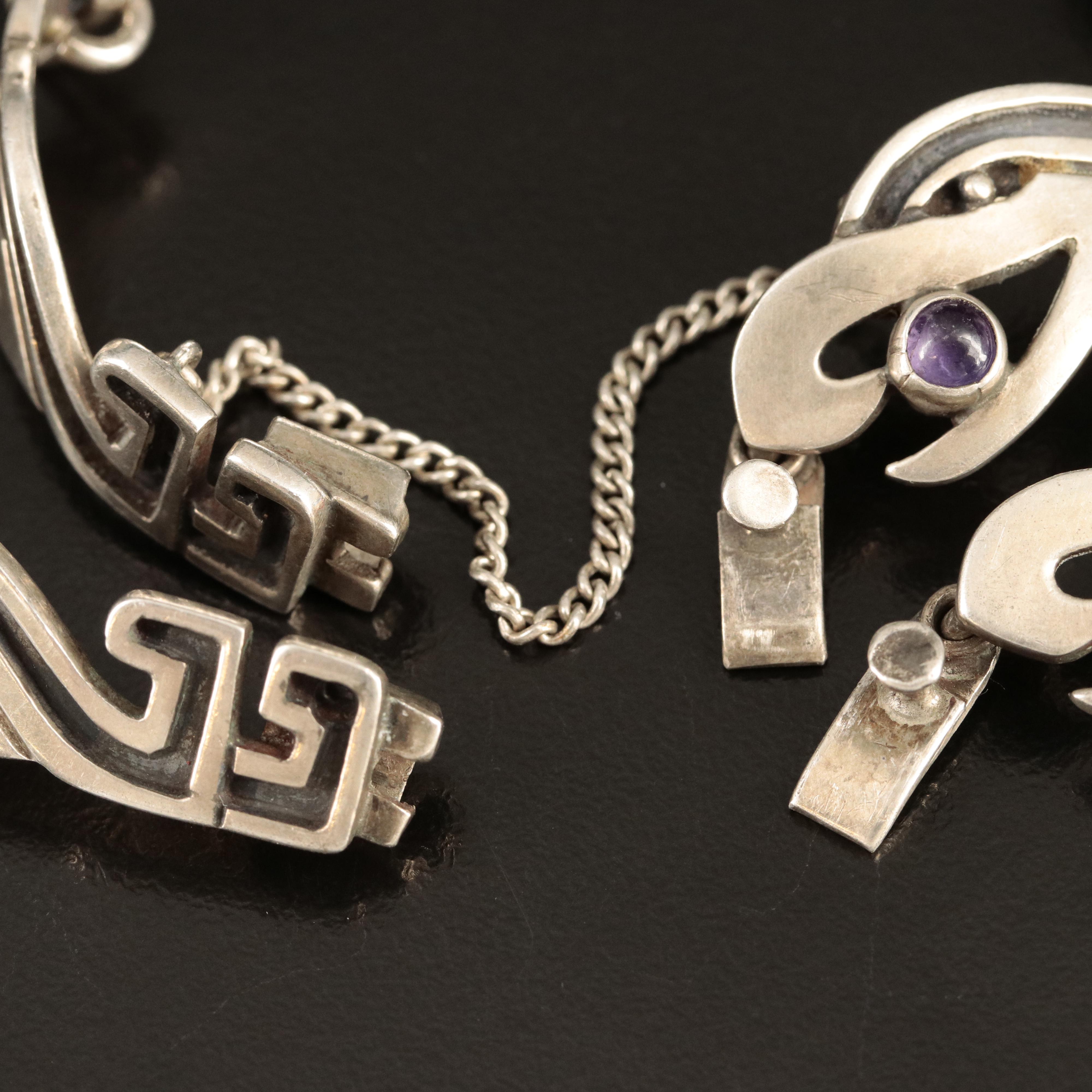 Miguel Melendez Sterling Amethyst Necklace and Bracelet Set