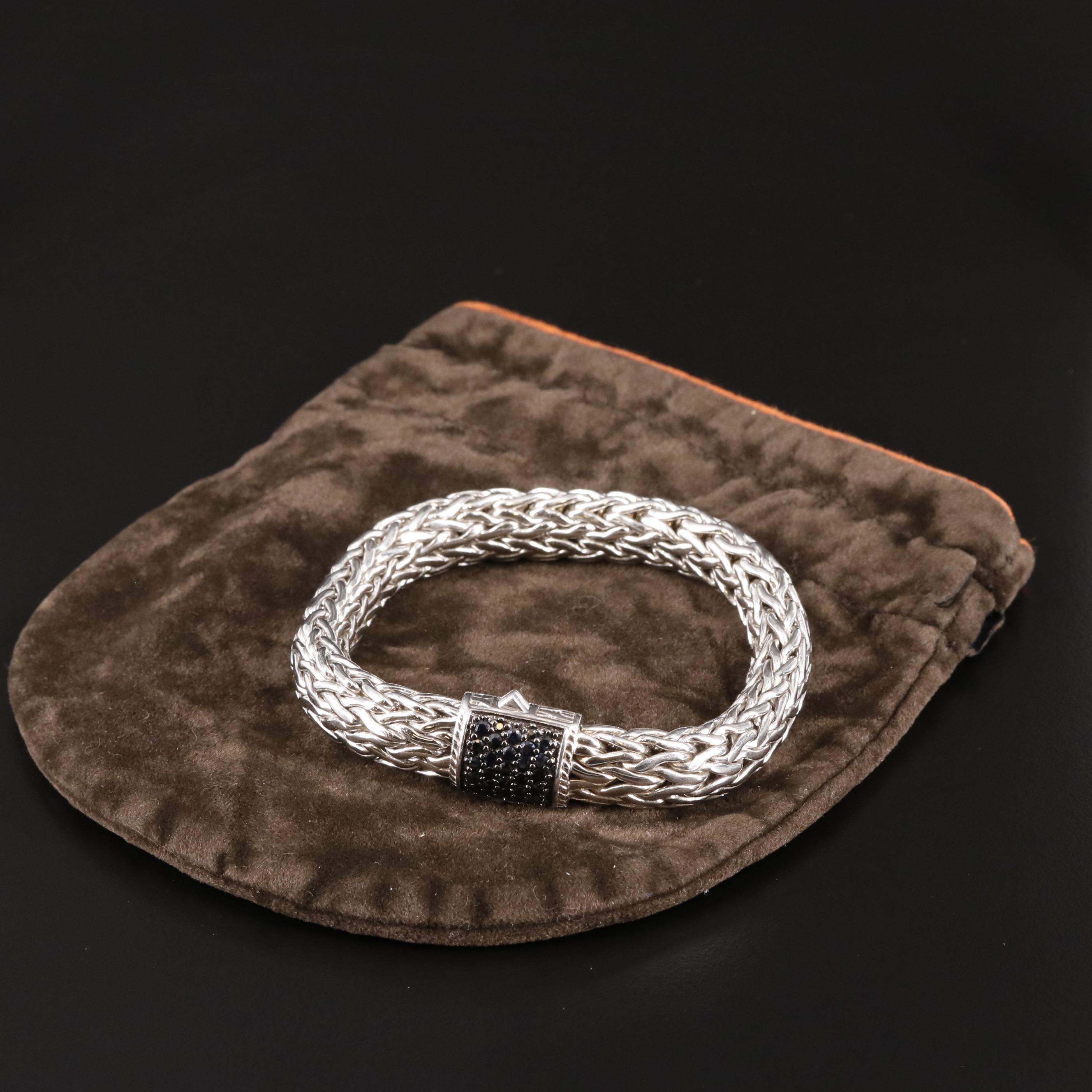 John Hardy Sterling Black Sapphire Clasp Bracelet