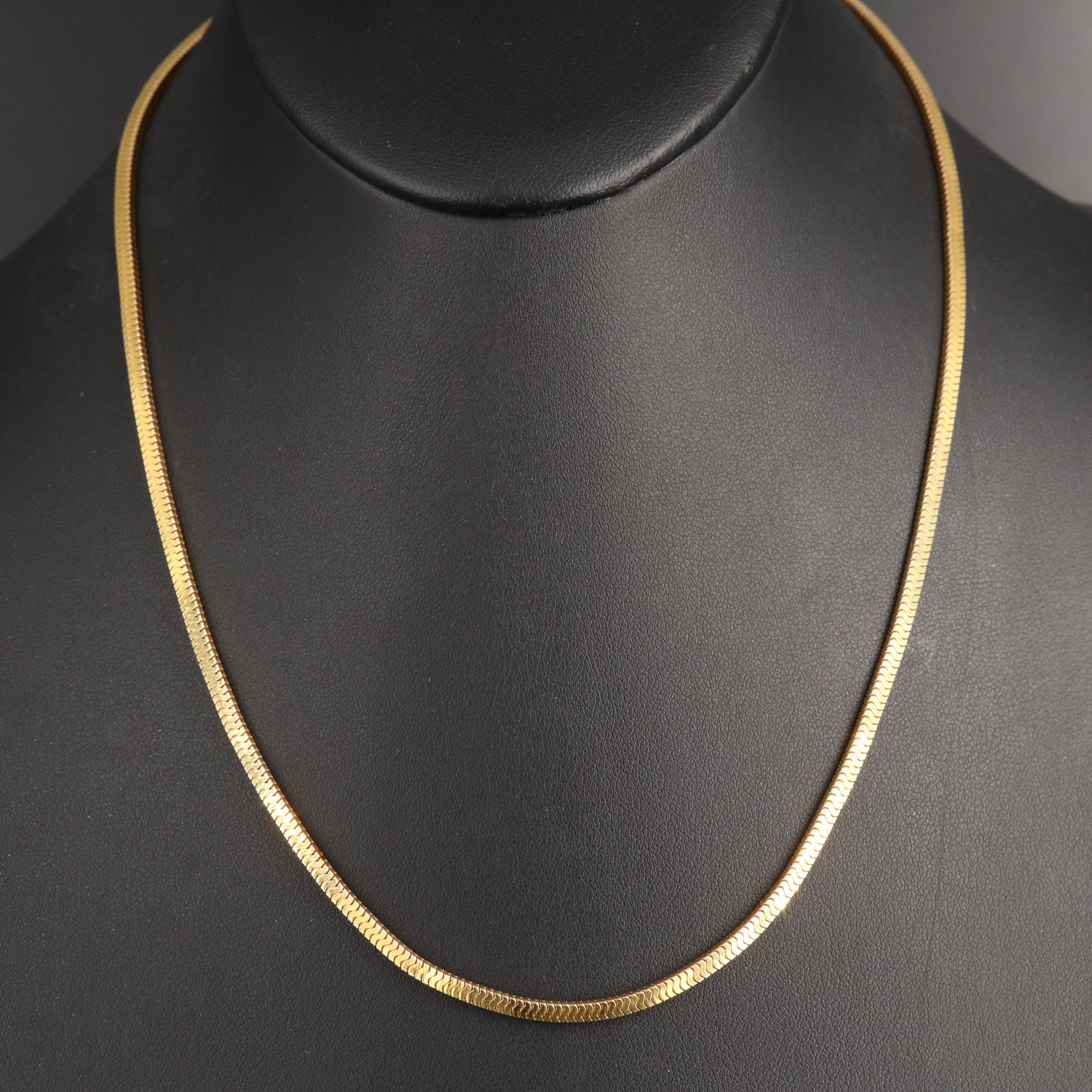 14K Rectangular Snake Chain Necklace