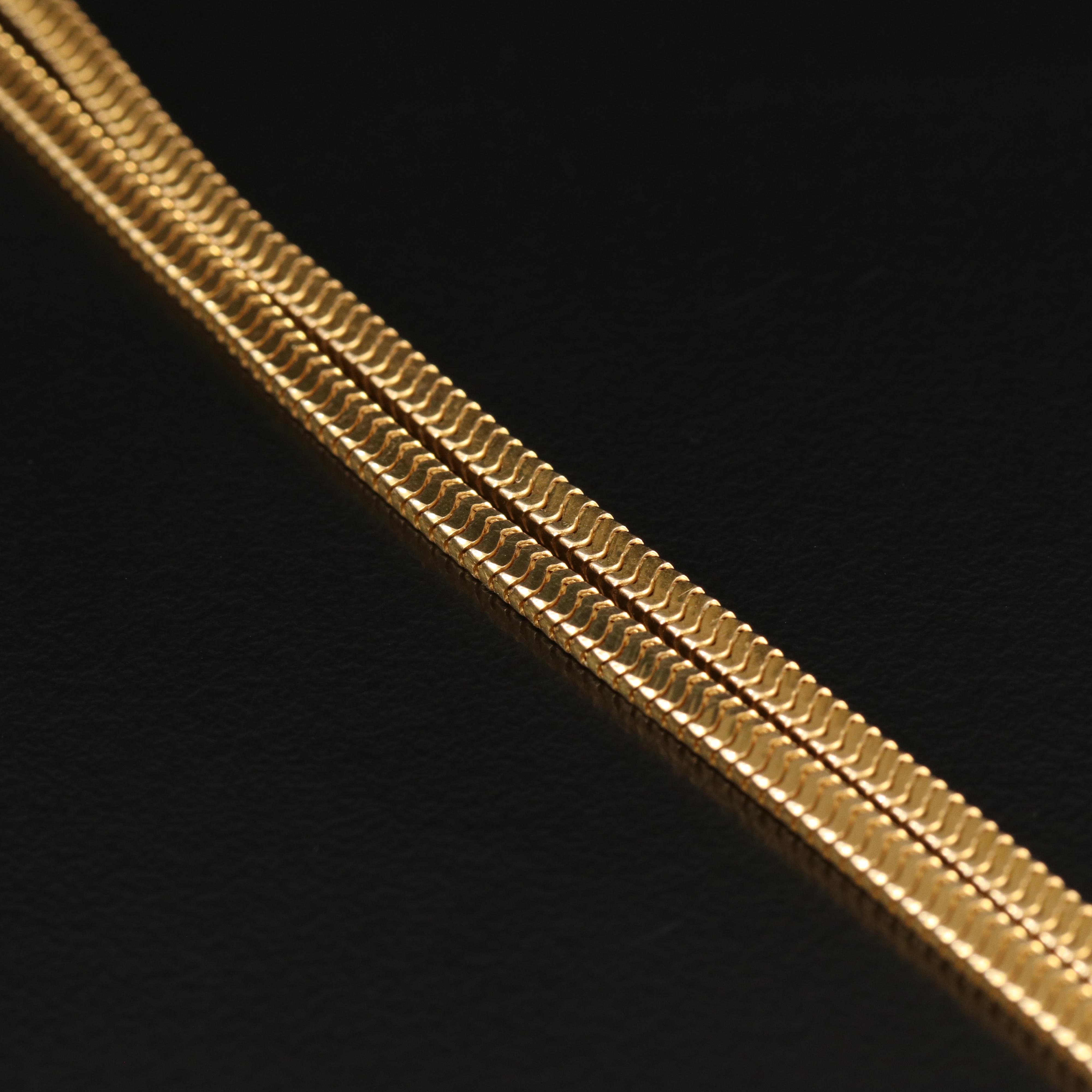 14K Rectangular Snake Chain Necklace