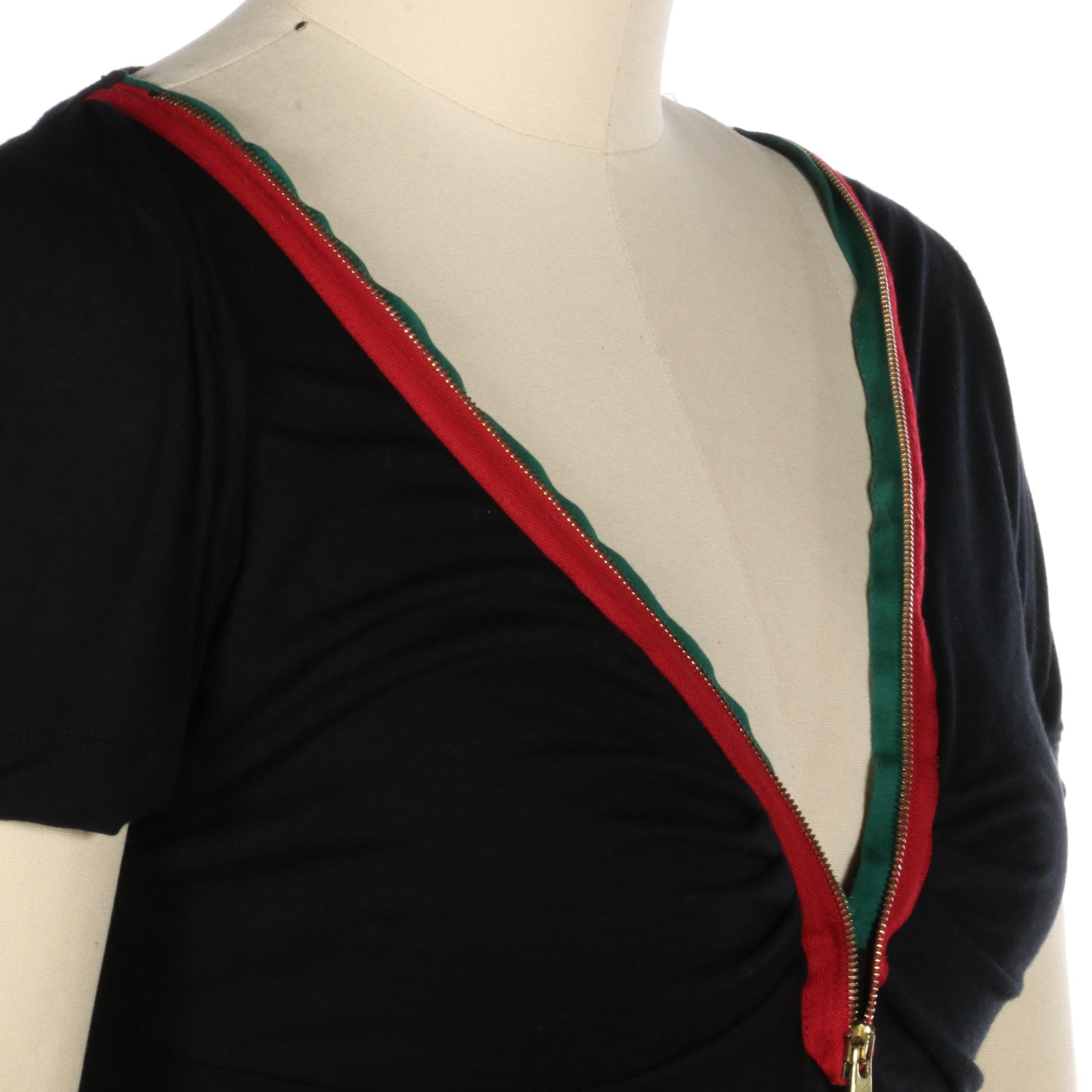 Gucci Short Sleeve Top with GG Zipper