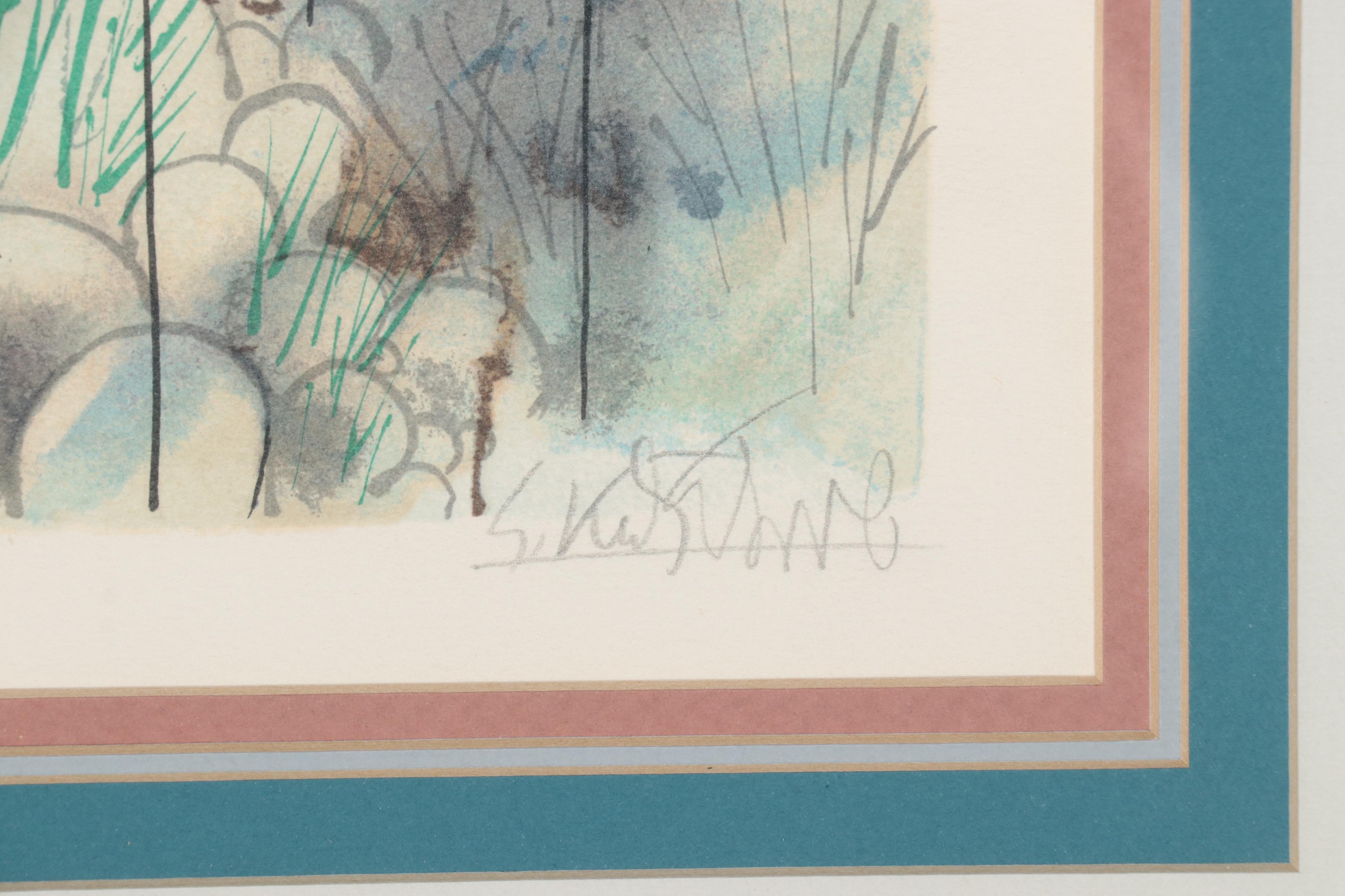 Shmuel Katz Lithograph of Israeli Harbor Scene