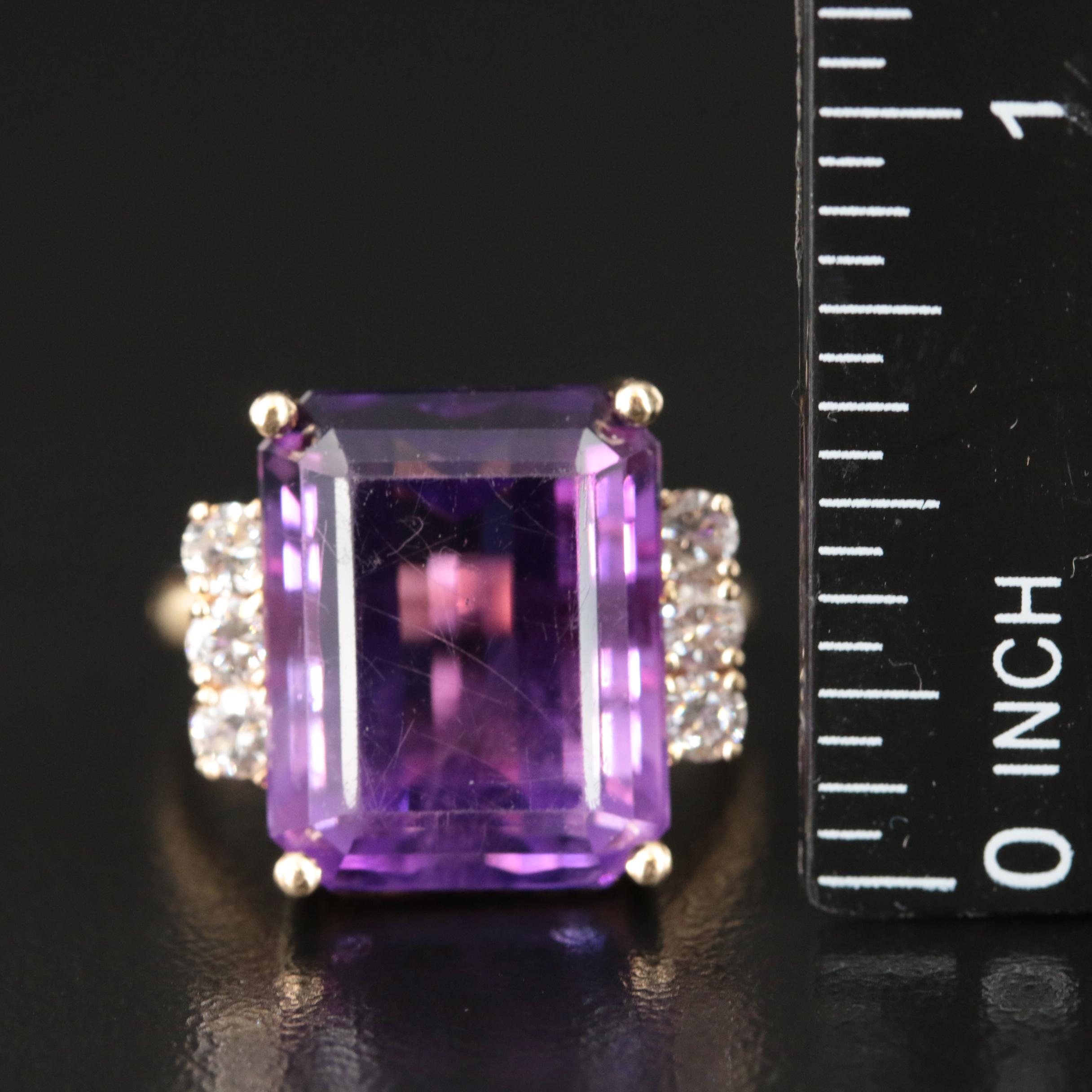 14K 17.67 CT Amethyst and Diamond Ring