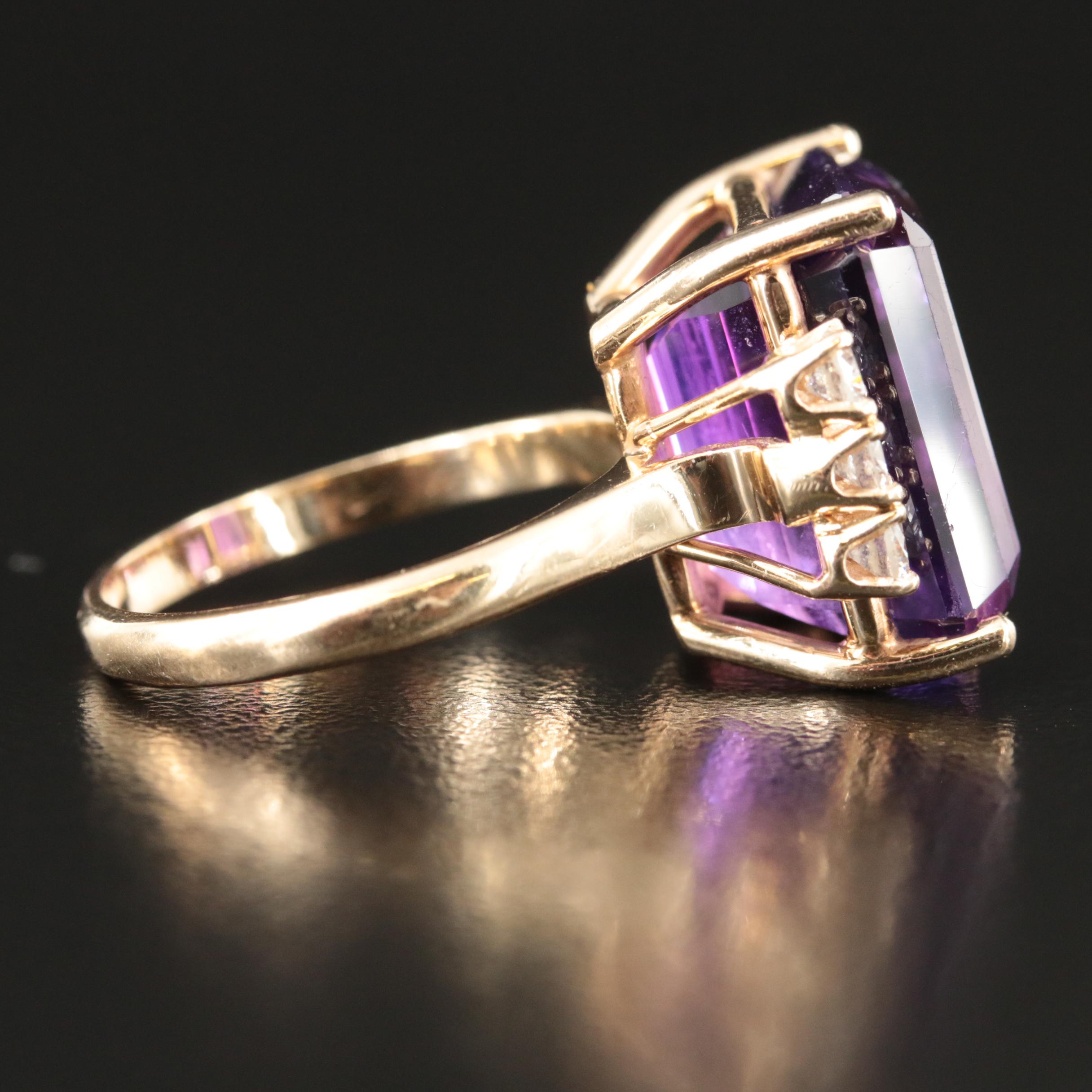 14K 17.67 CT Amethyst and Diamond Ring