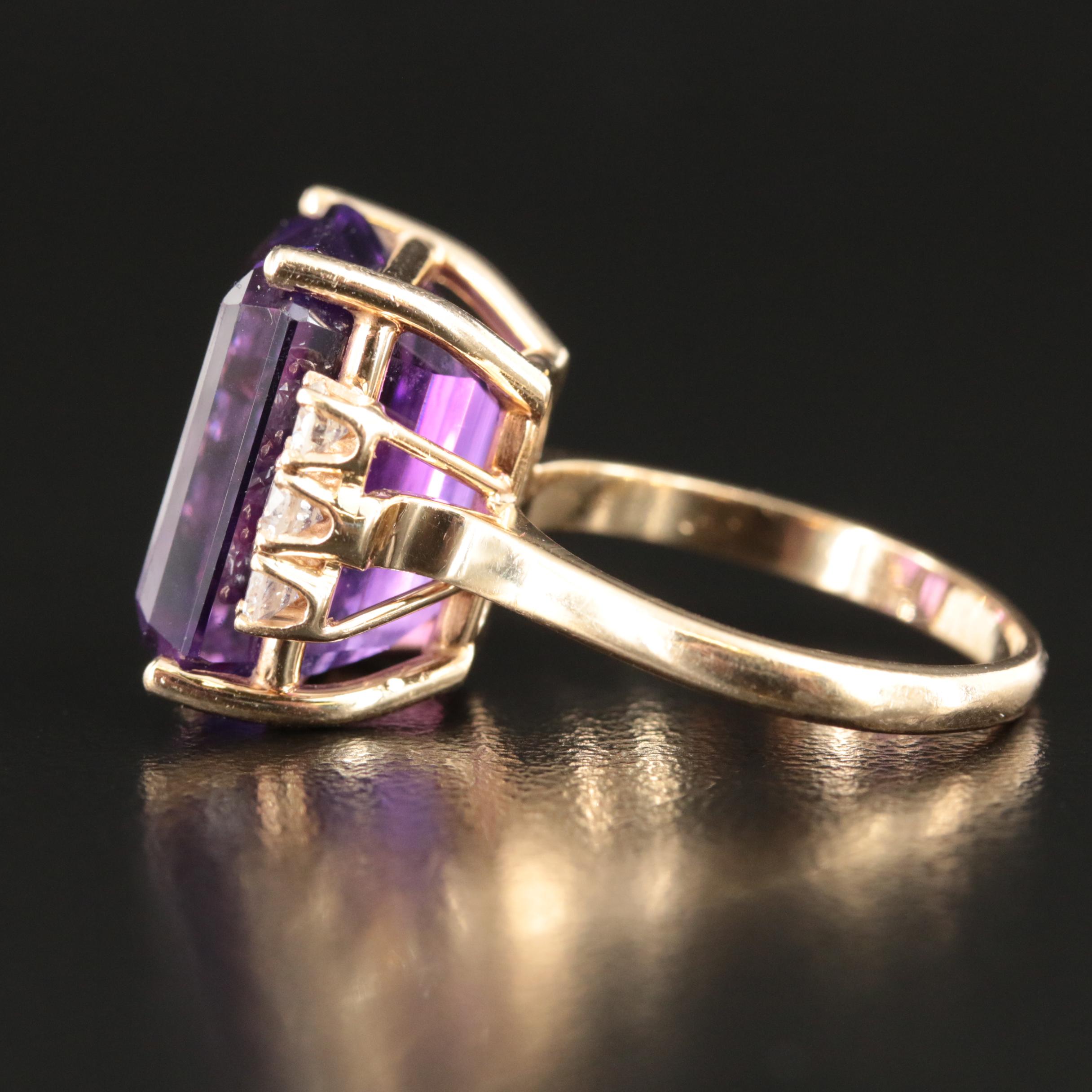 14K 17.67 CT Amethyst and Diamond Ring
