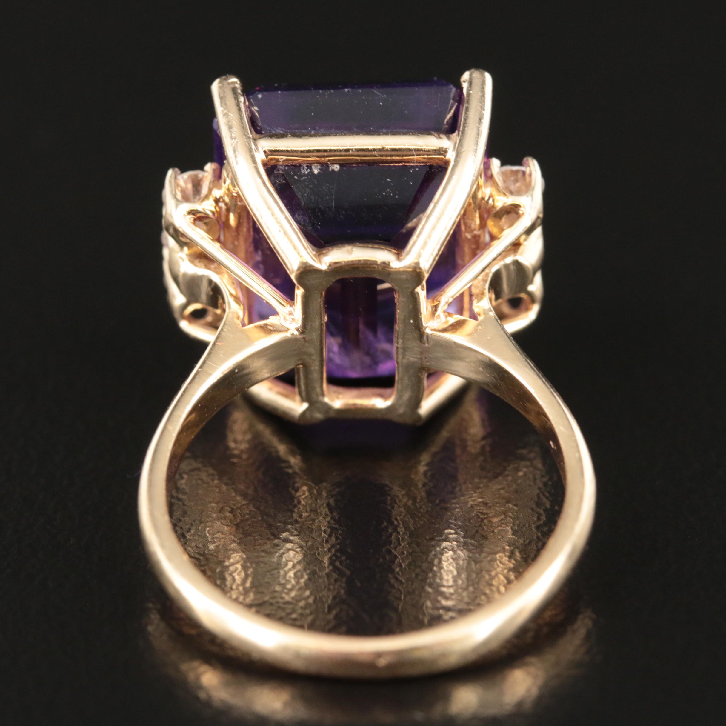 14K 17.67 CT Amethyst and Diamond Ring