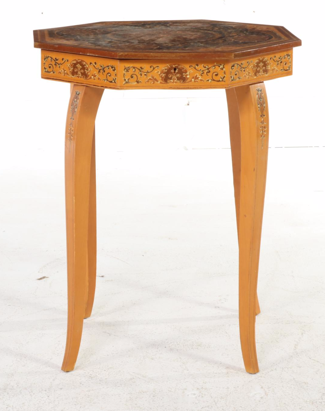 Italian Sorrento Marquetry Side Table with Reuge Musical Movement