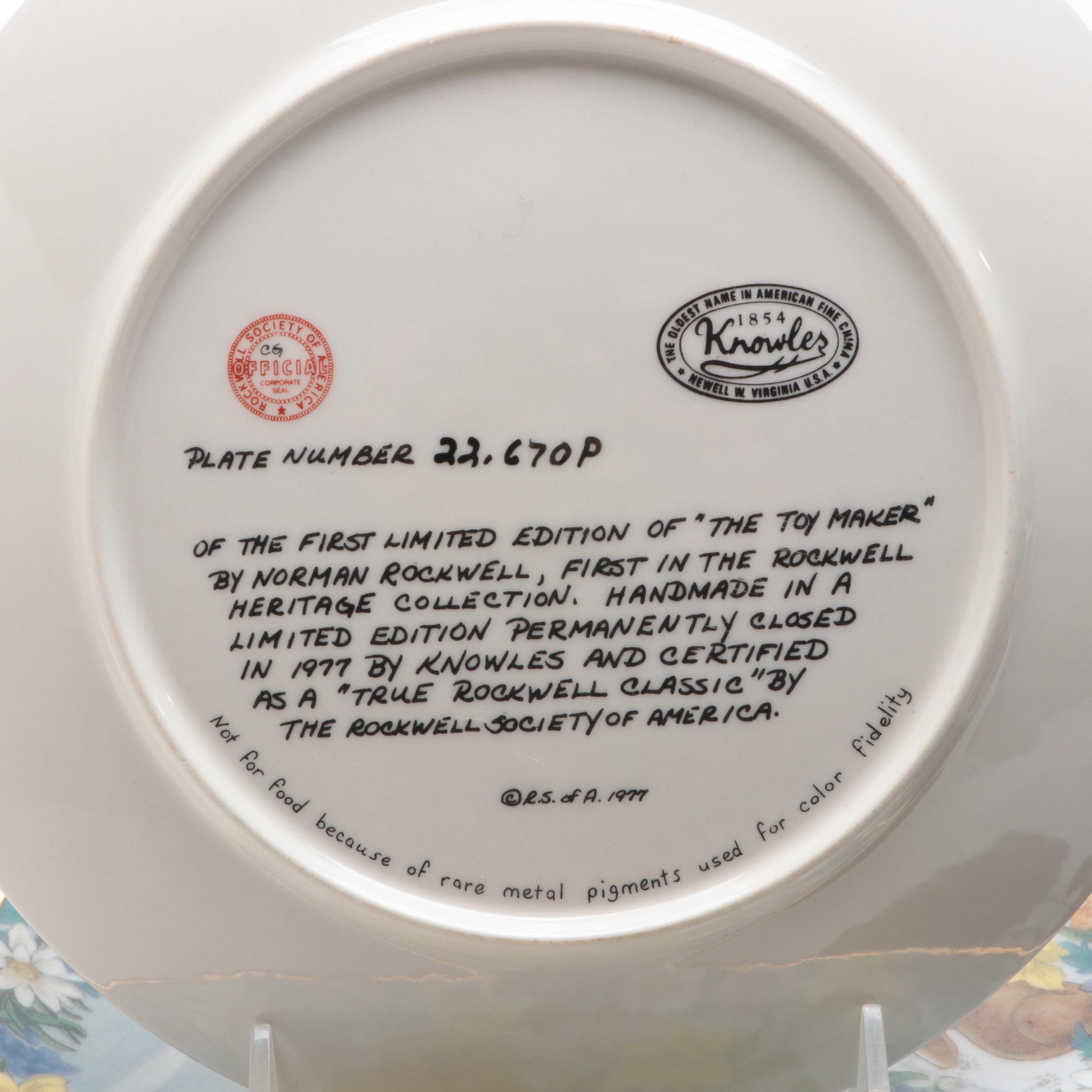 Bradex Mary Ann Lasher, Wolfgang Kaiser,Knowles Norman Rockwell Collector Plates