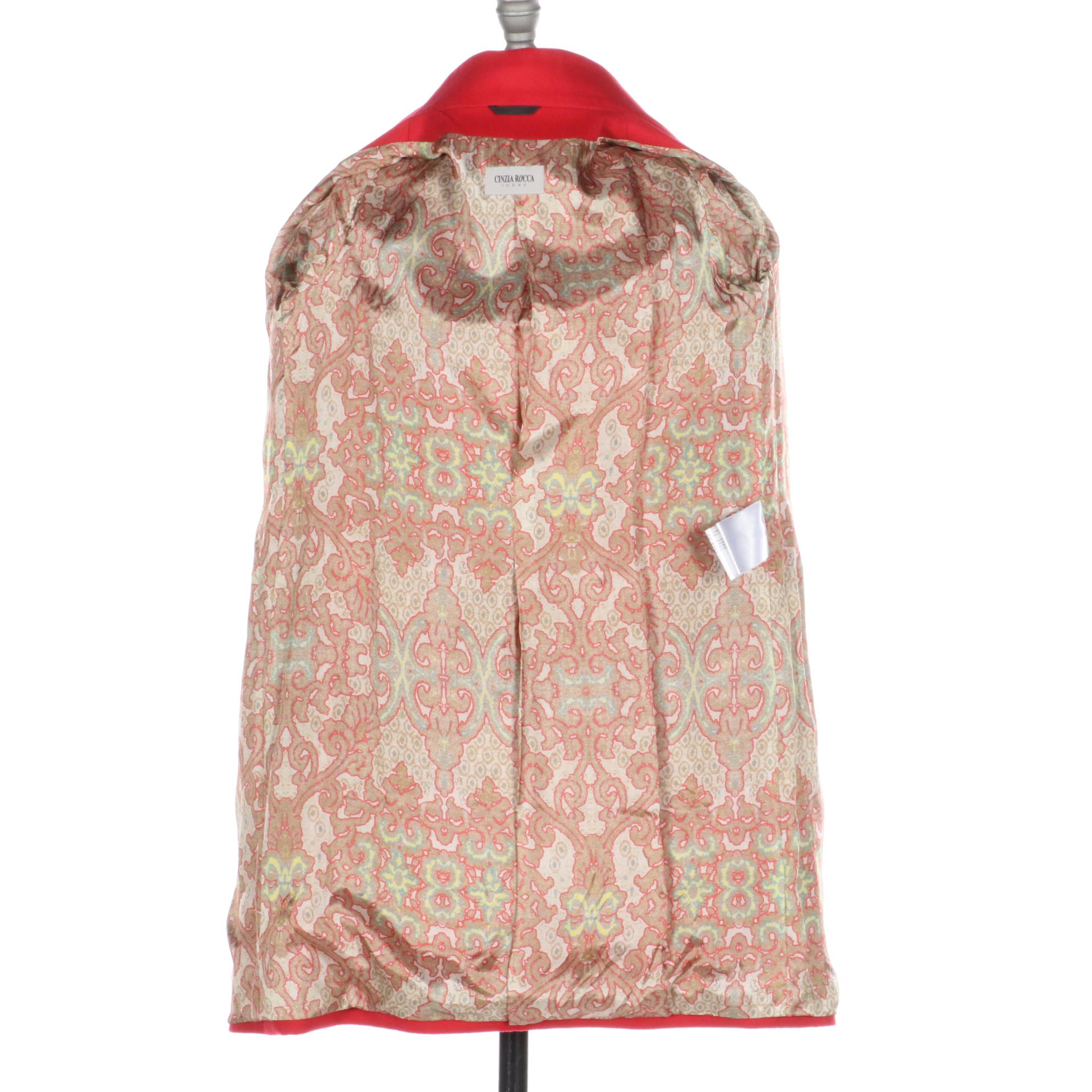 Cinzia Rocco Icons Coat in Red Wool/Cashmere Blend