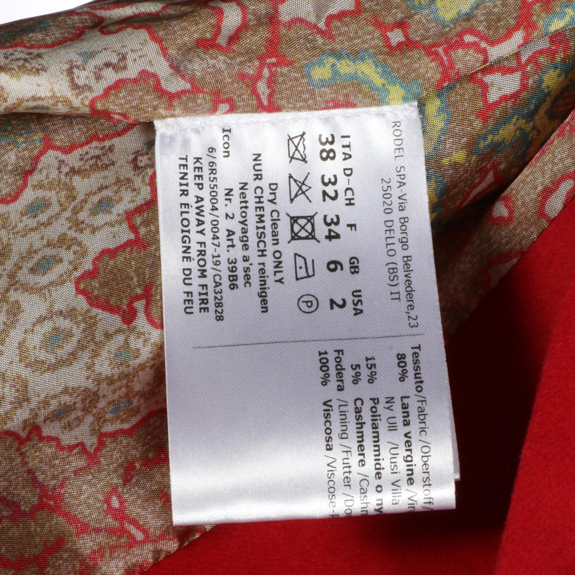 Cinzia Rocco Icons Coat in Red Wool/Cashmere Blend