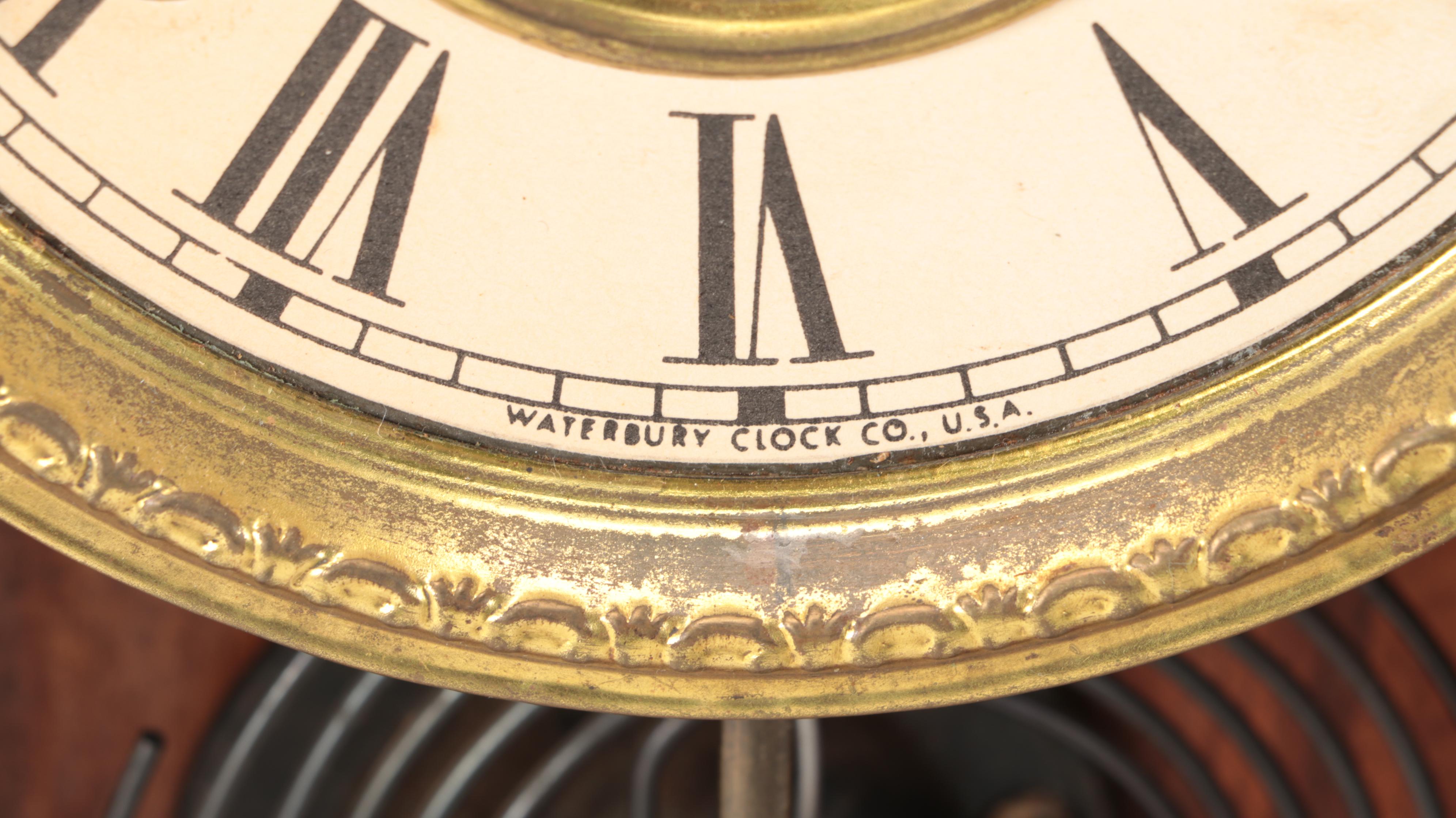 Waterbury Clock Co. Ornate Carved Oak Gingerbread Style Shelf Clock