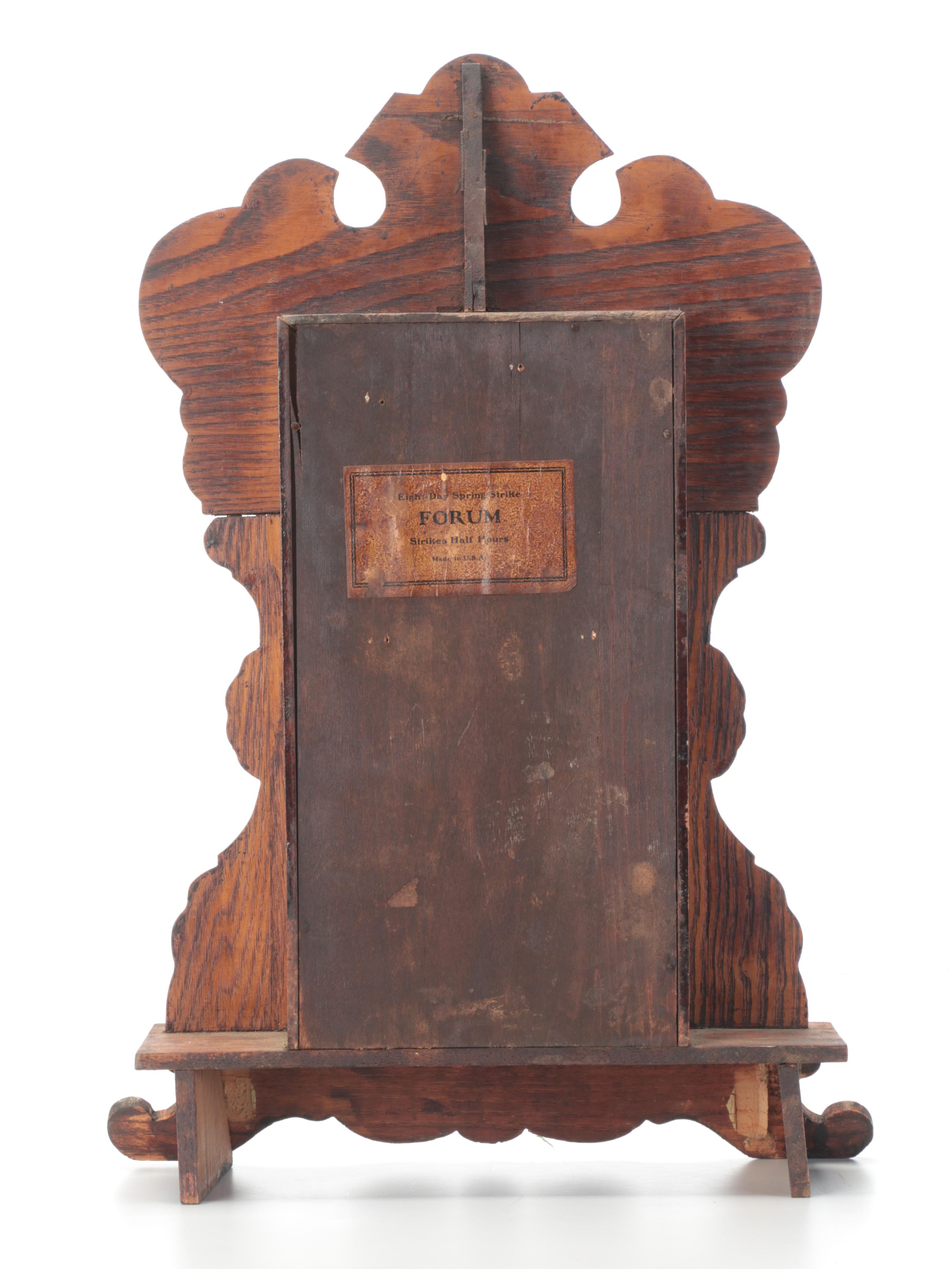 Waterbury Clock Co. Ornate Carved Oak Gingerbread Style Shelf Clock