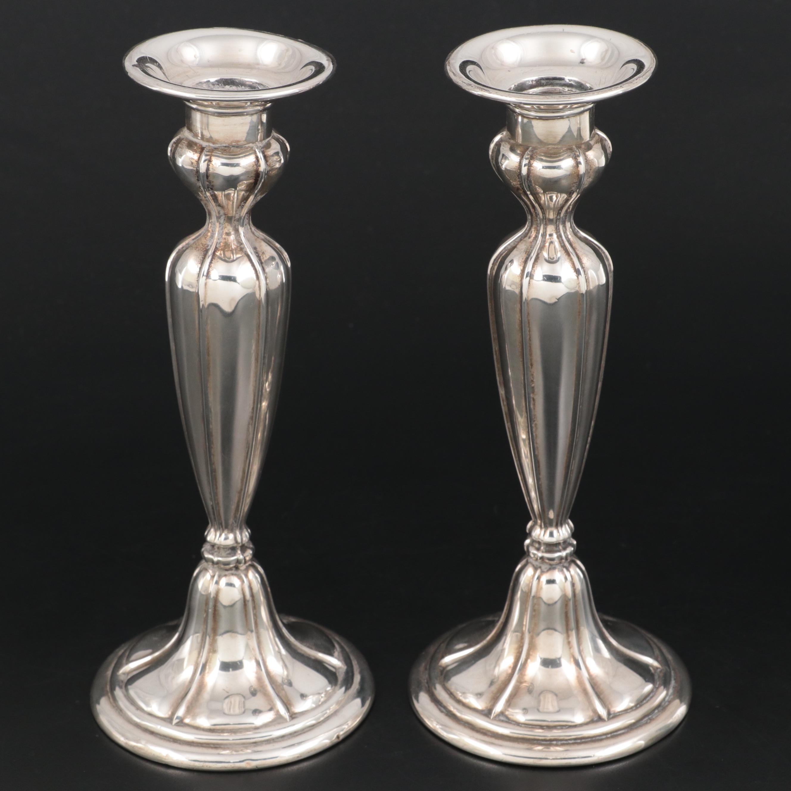 Pair of Gorham Weighted Sterling Silver Candlesticks, 1925-1926
