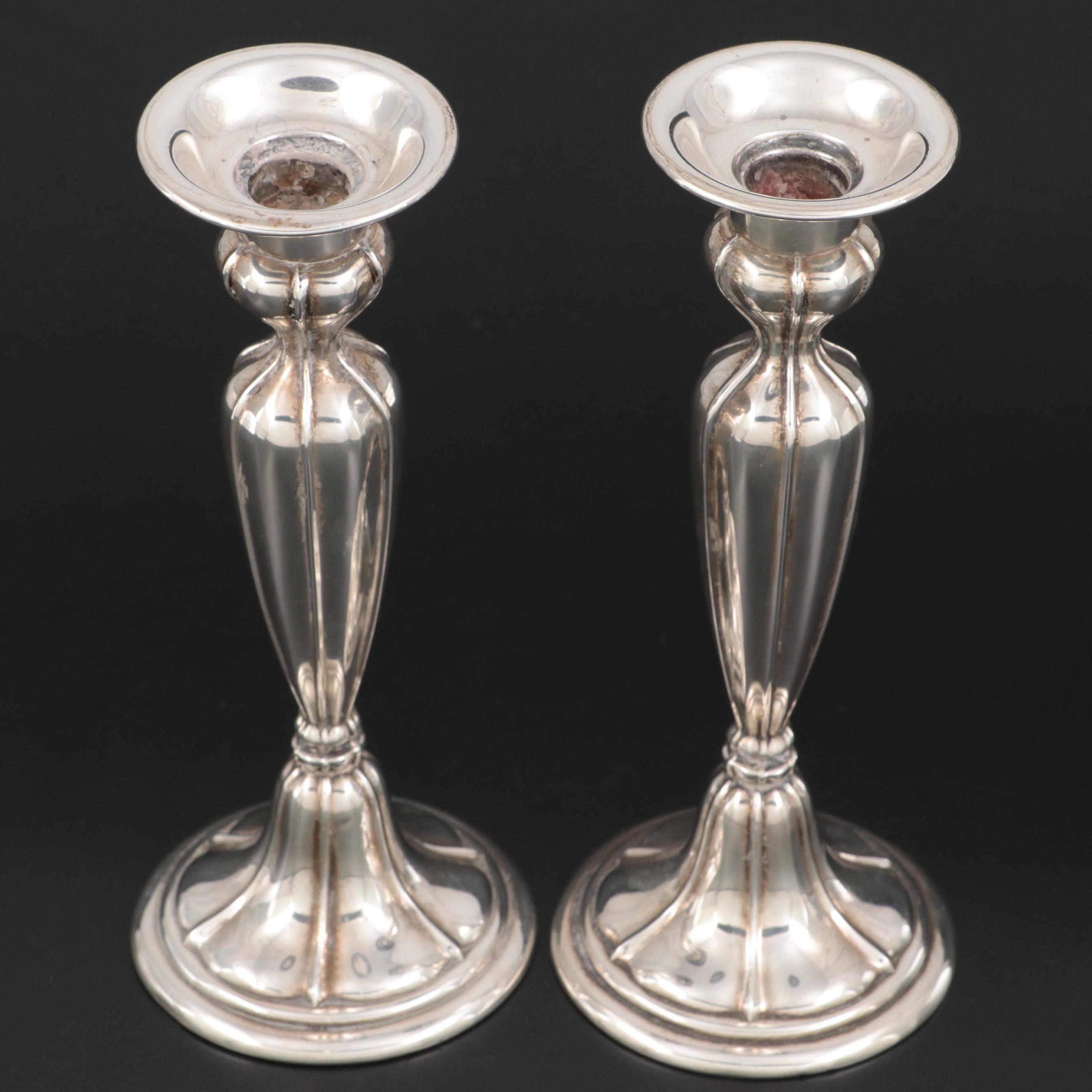 Pair of Gorham Weighted Sterling Silver Candlesticks, 1925-1926
