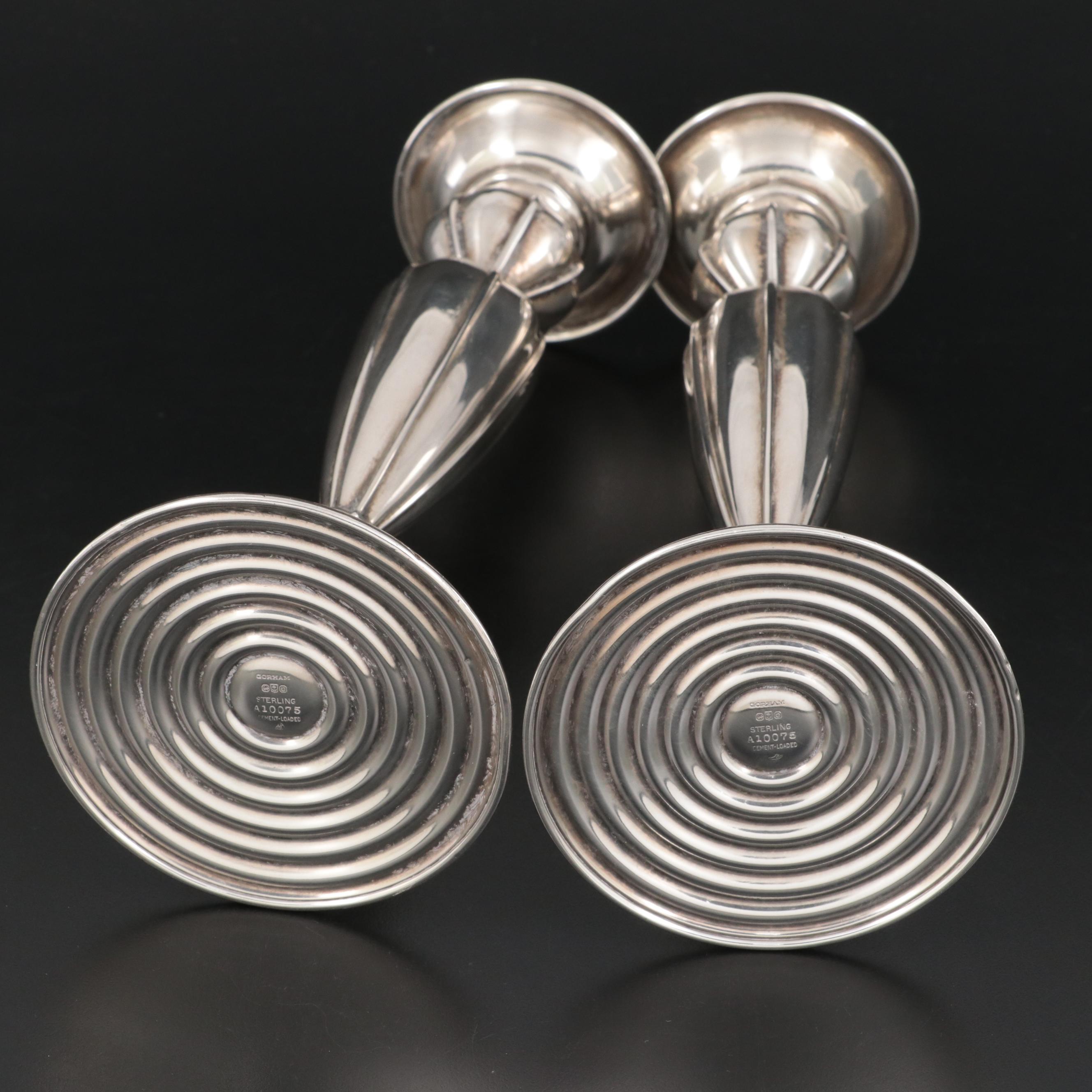 Pair of Gorham Weighted Sterling Silver Candlesticks, 1925-1926