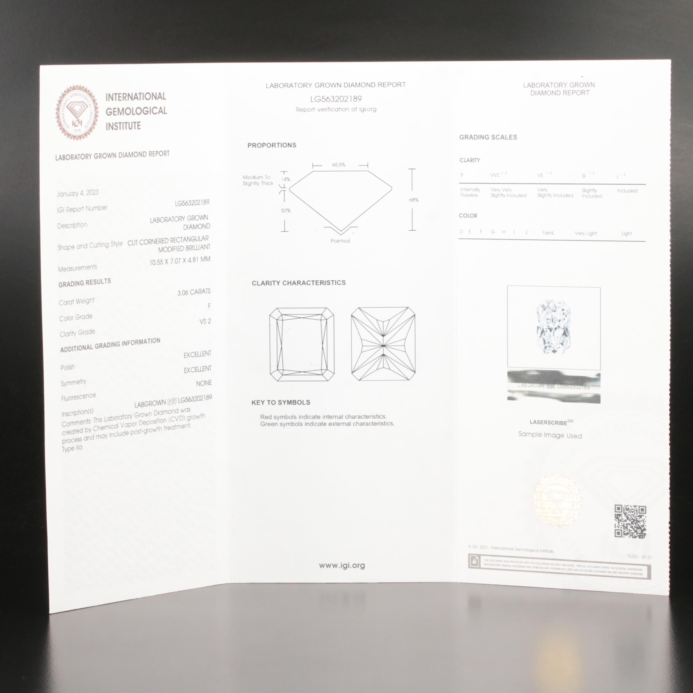 14K 3.34 CTW Lab Grown Diamond Ring with IGI Report