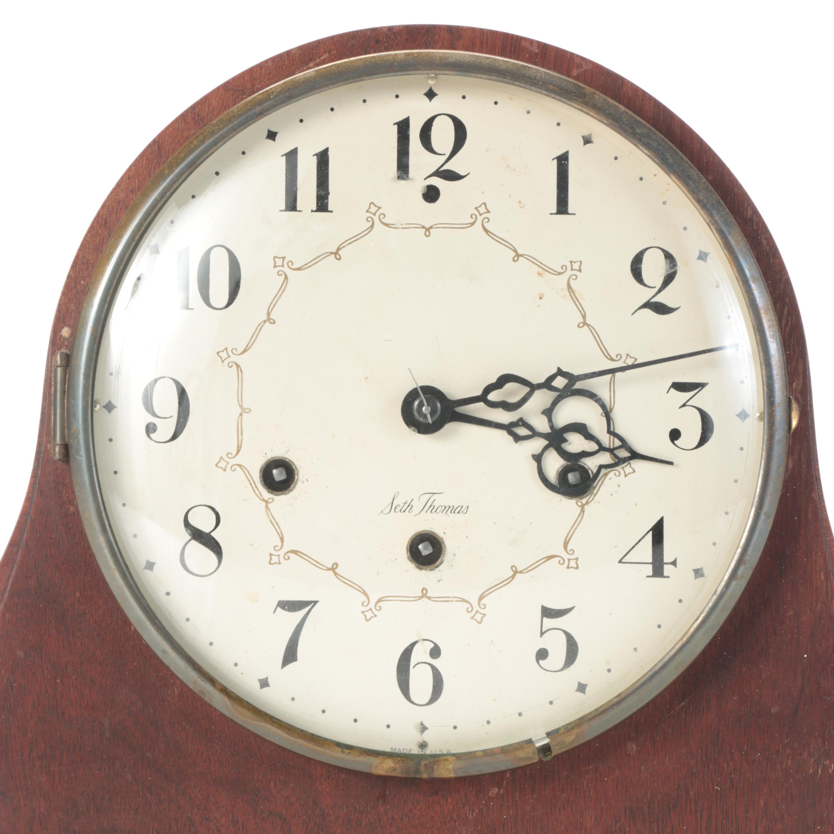 Seth Thomas Mahogany Tambour Mantel Clock