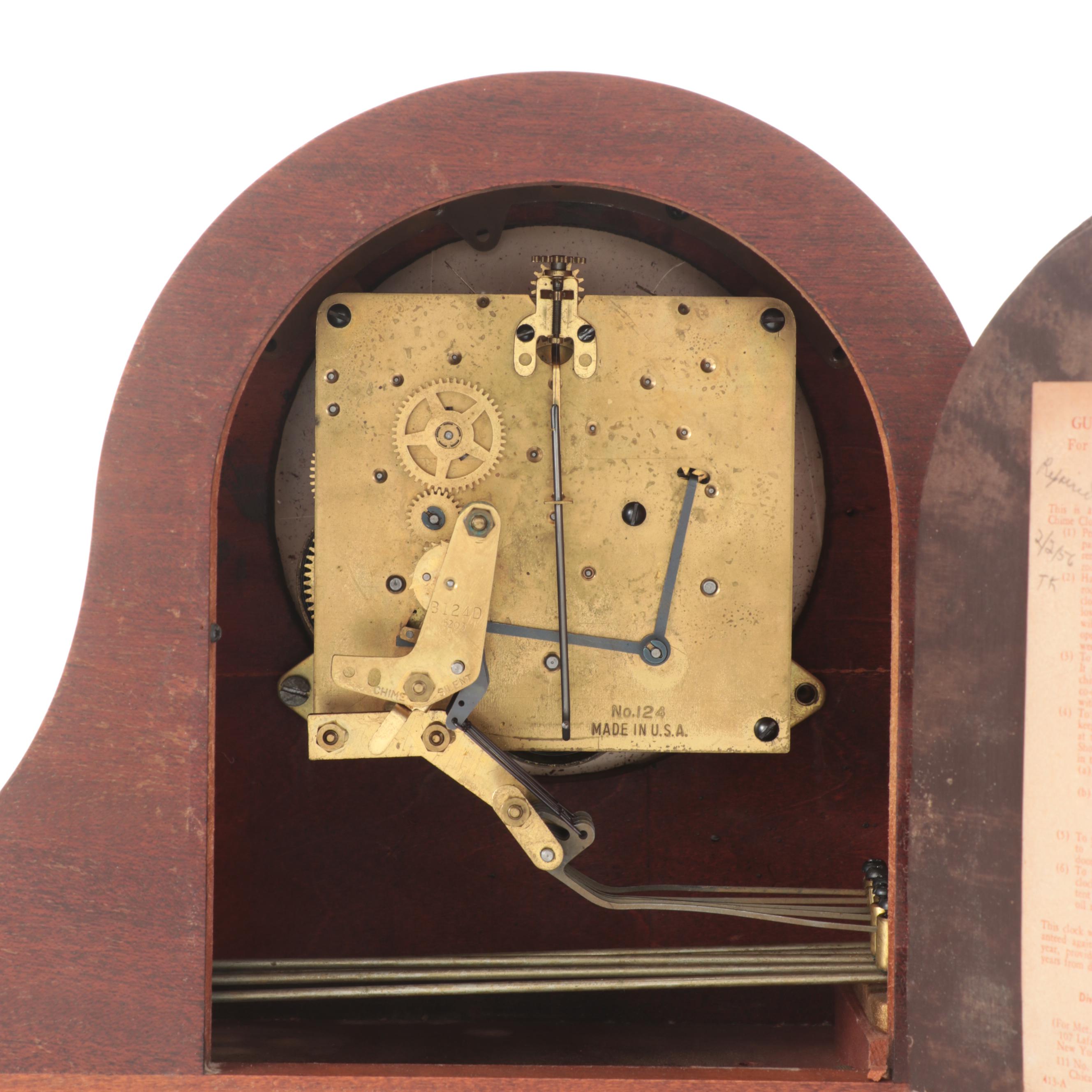 Seth Thomas Mahogany Tambour Mantel Clock
