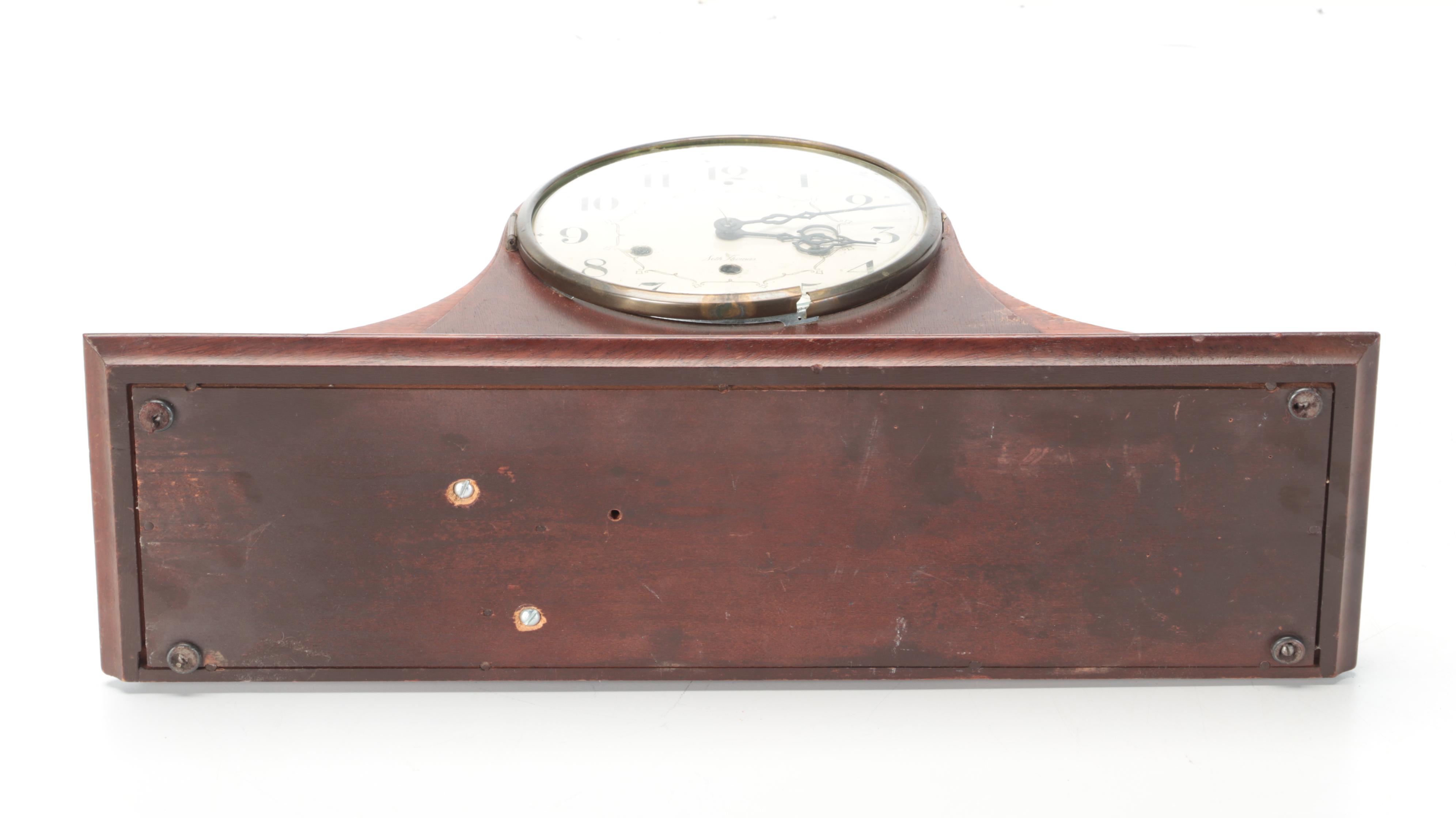 Seth Thomas Mahogany Tambour Mantel Clock