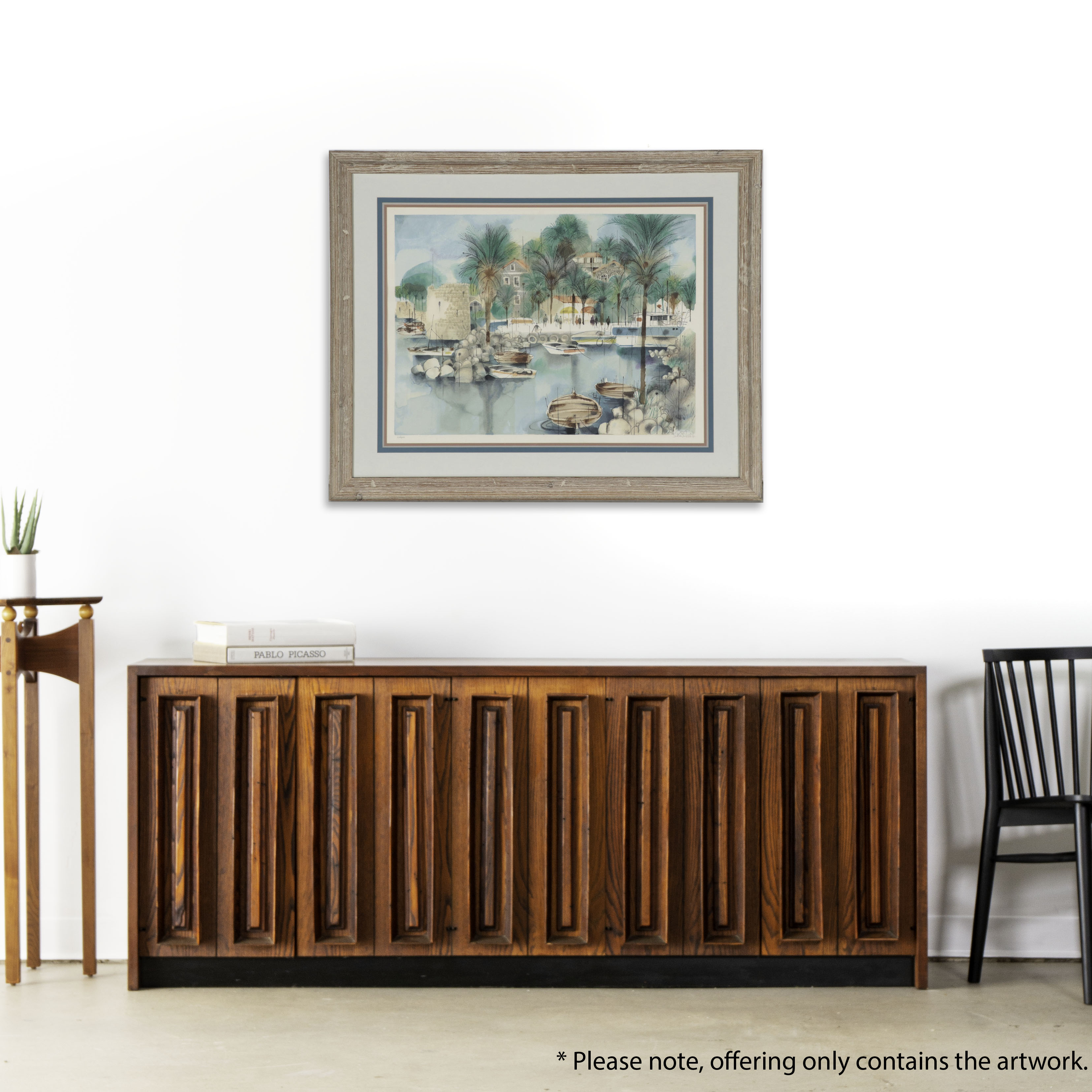 Shmuel Katz Lithograph of Israeli Harbor Scene