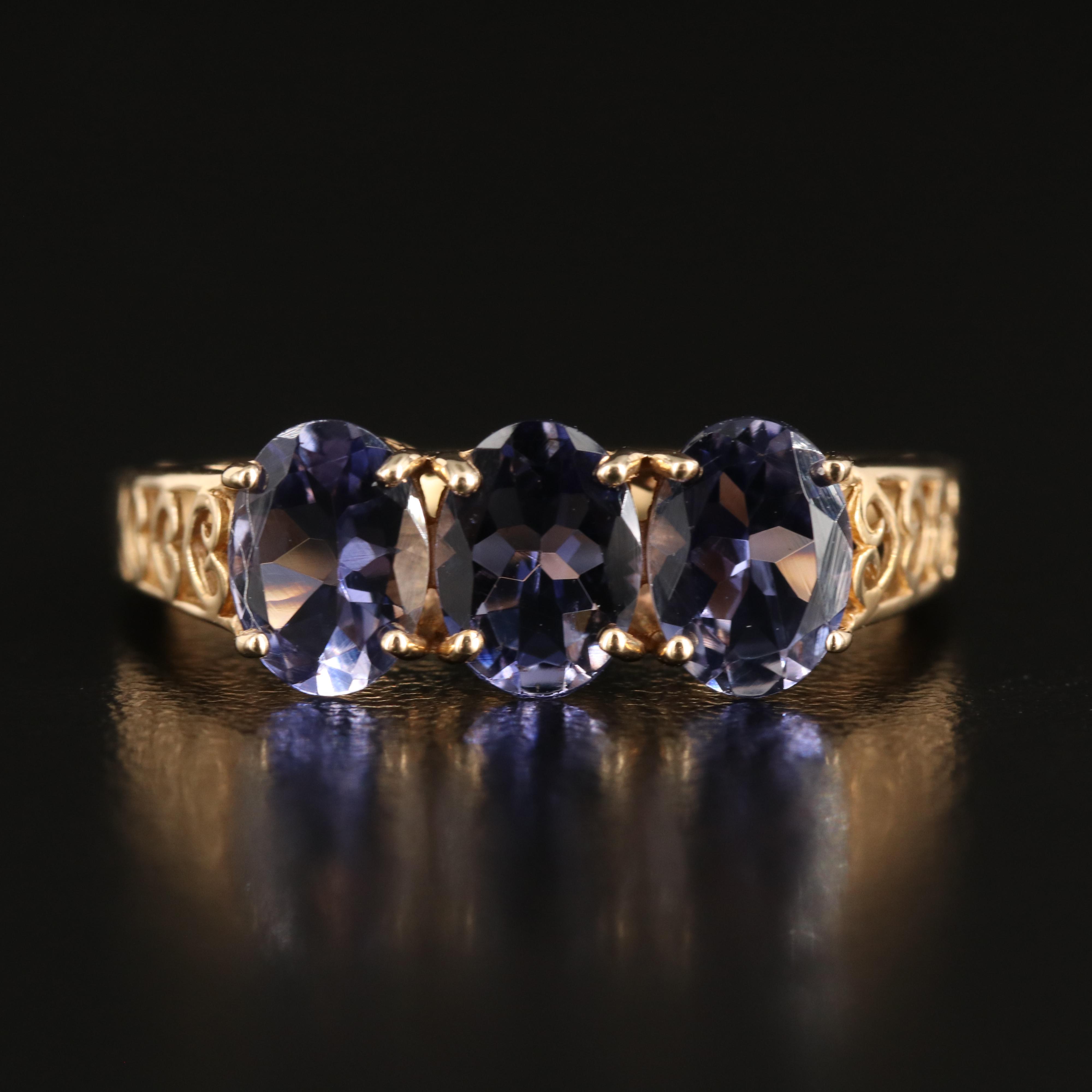 10K Tanzanite Three Stone Ring