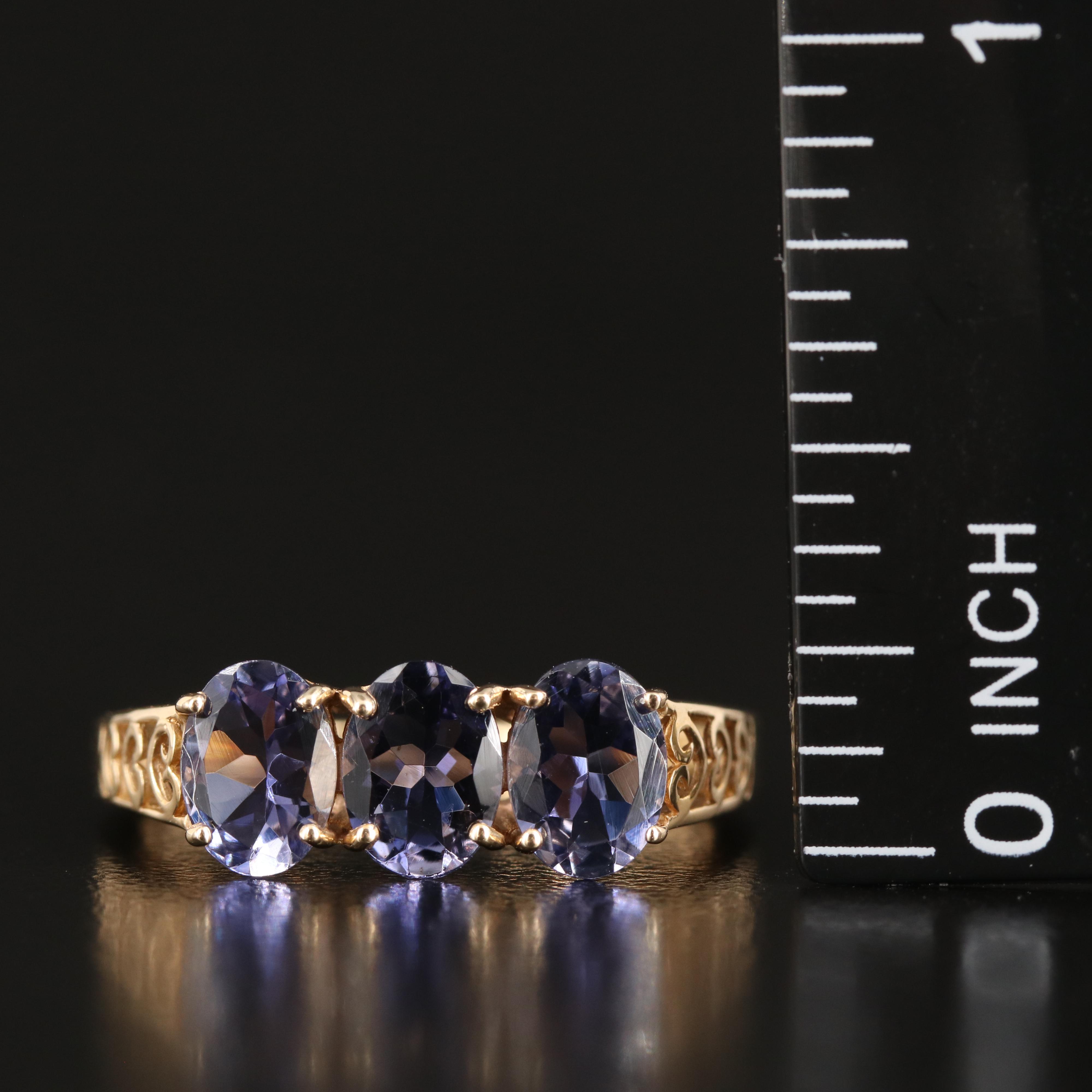 10K Tanzanite Three Stone Ring