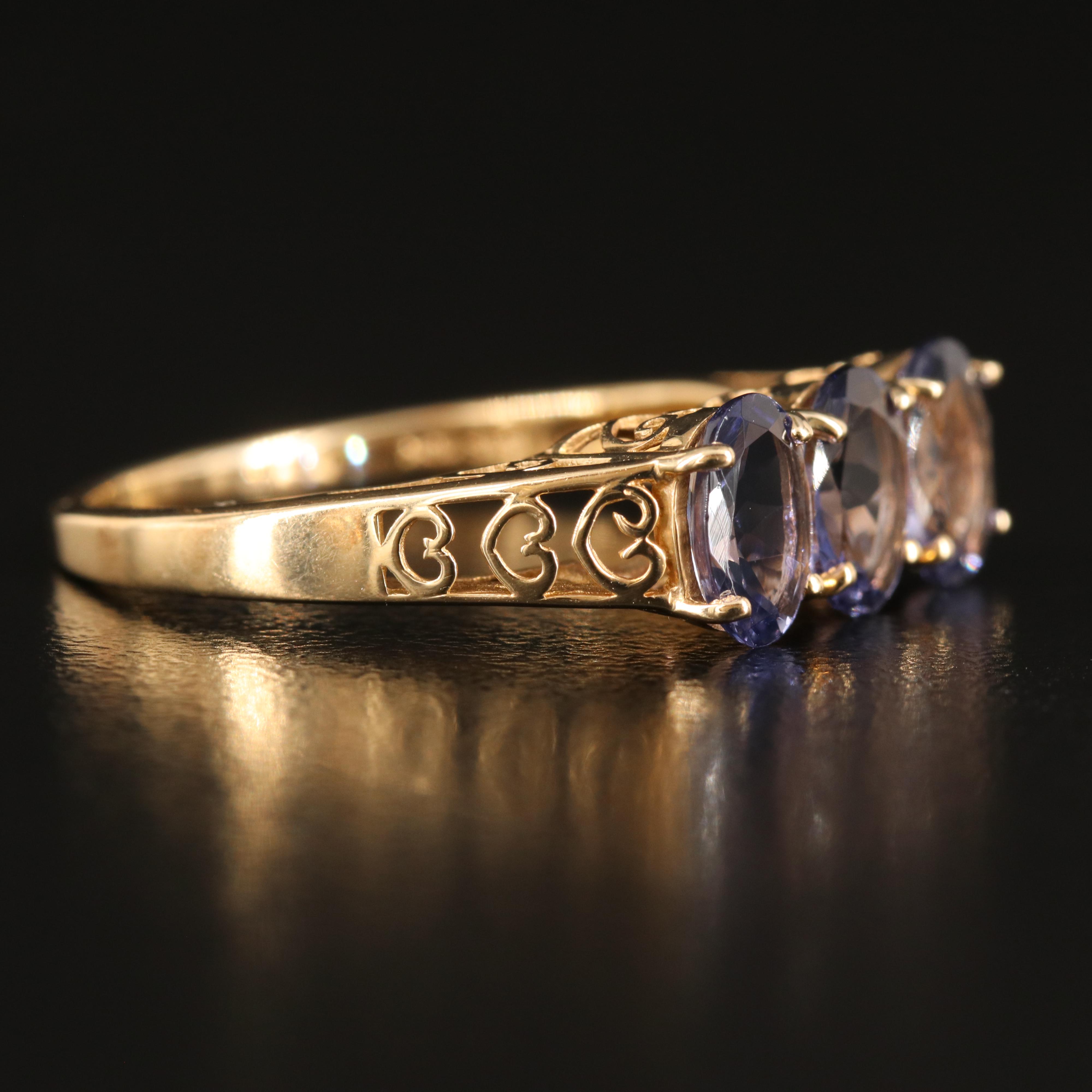 10K Tanzanite Three Stone Ring