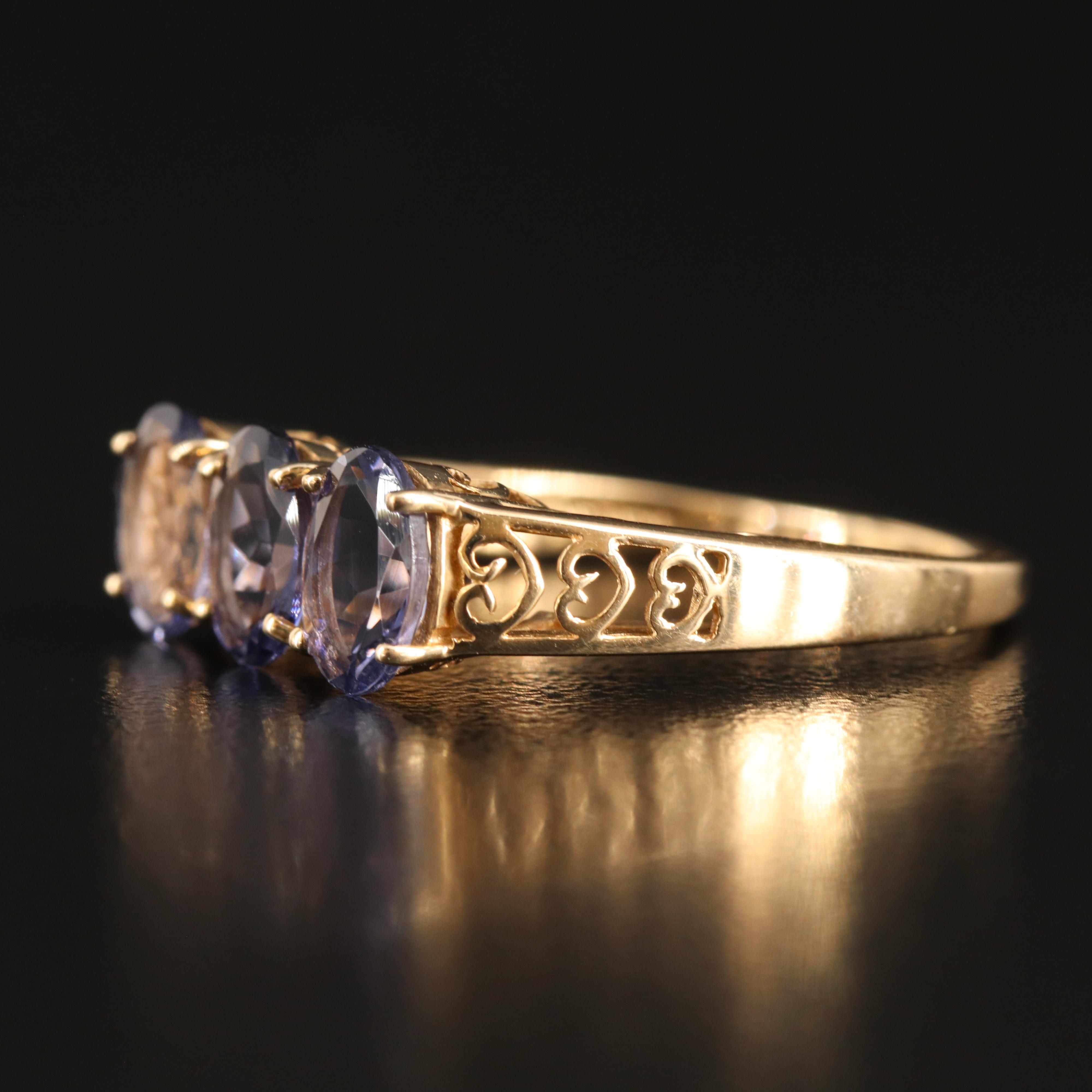 10K Tanzanite Three Stone Ring