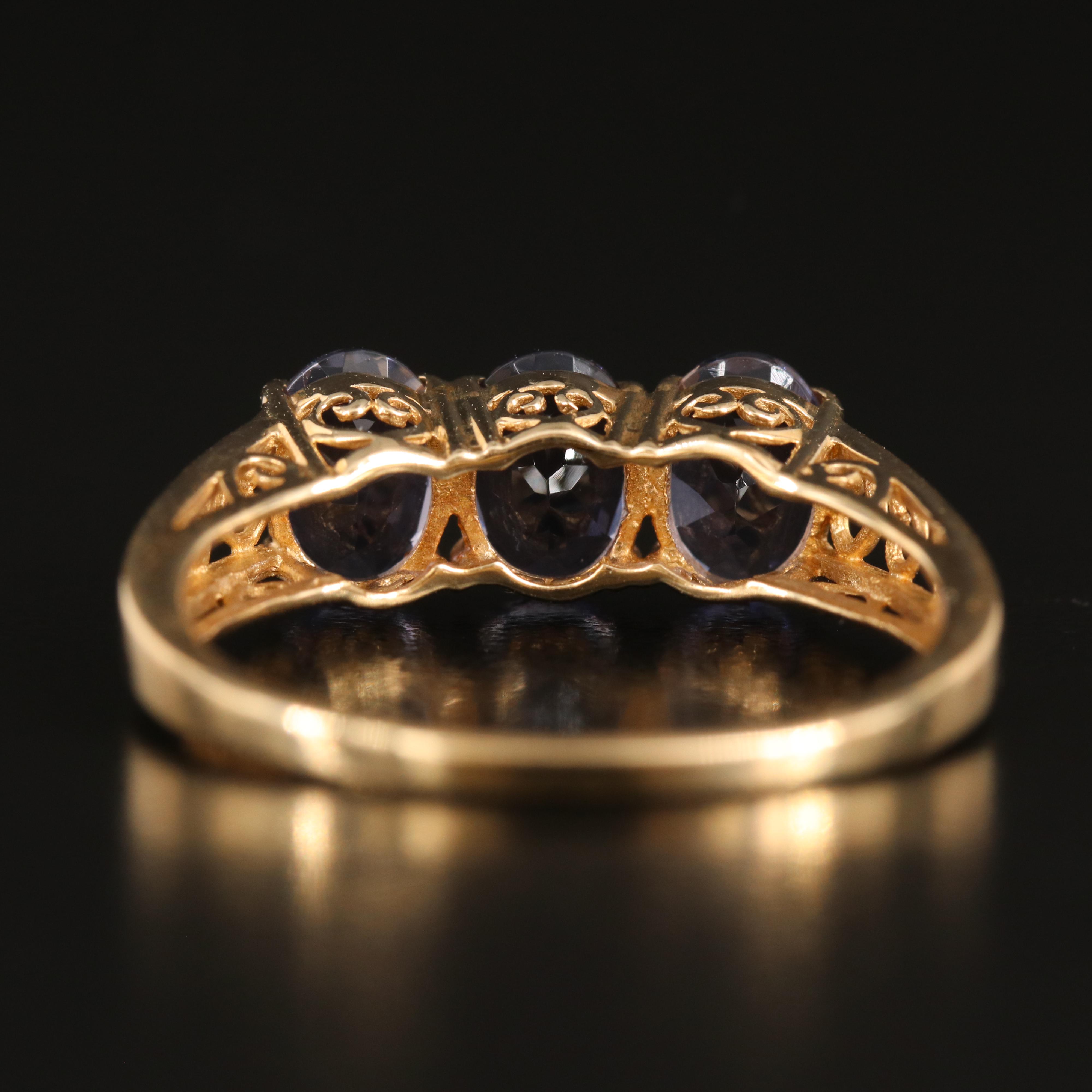 10K Tanzanite Three Stone Ring