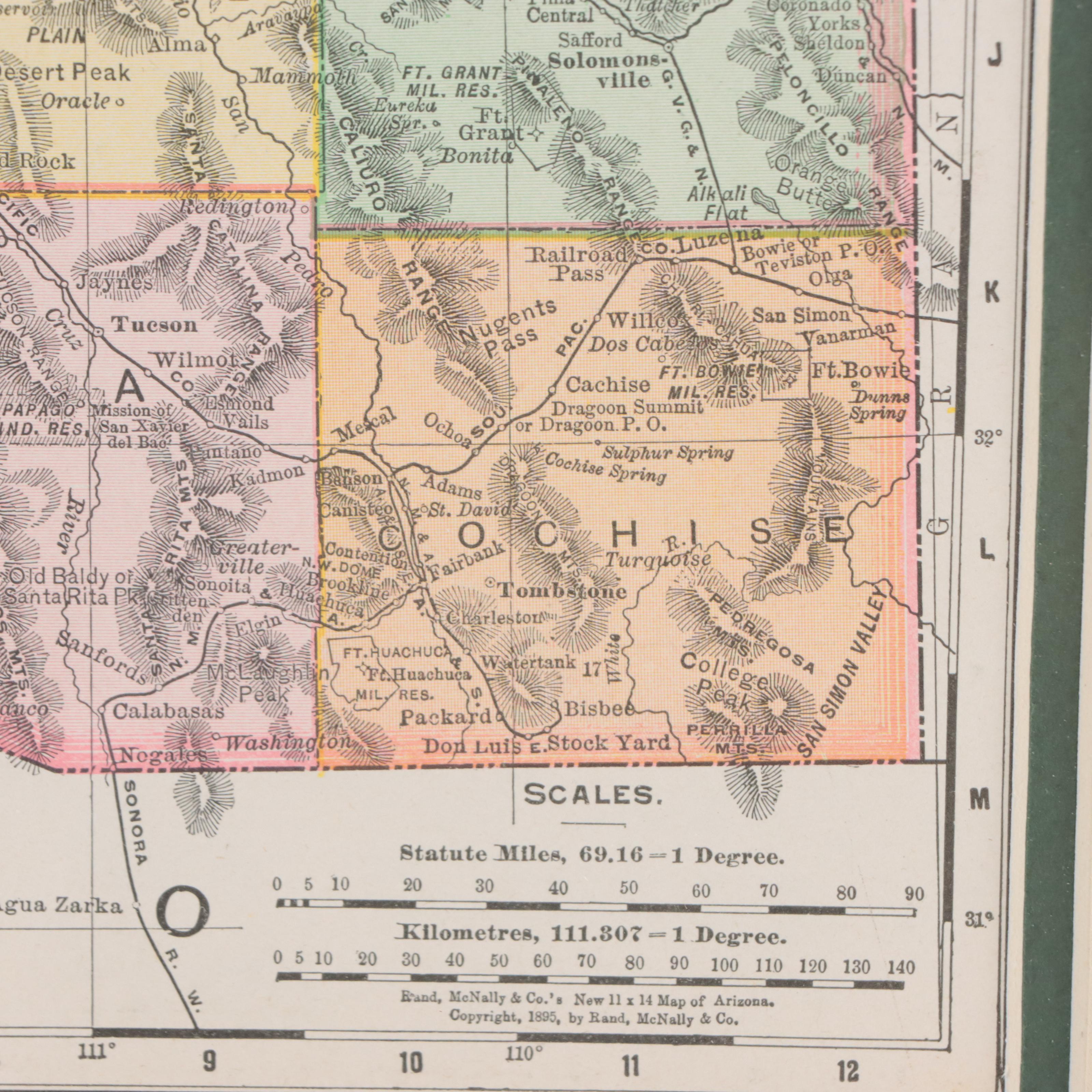 Rand, McNally & Co. Map of Arizona, Circa 1895