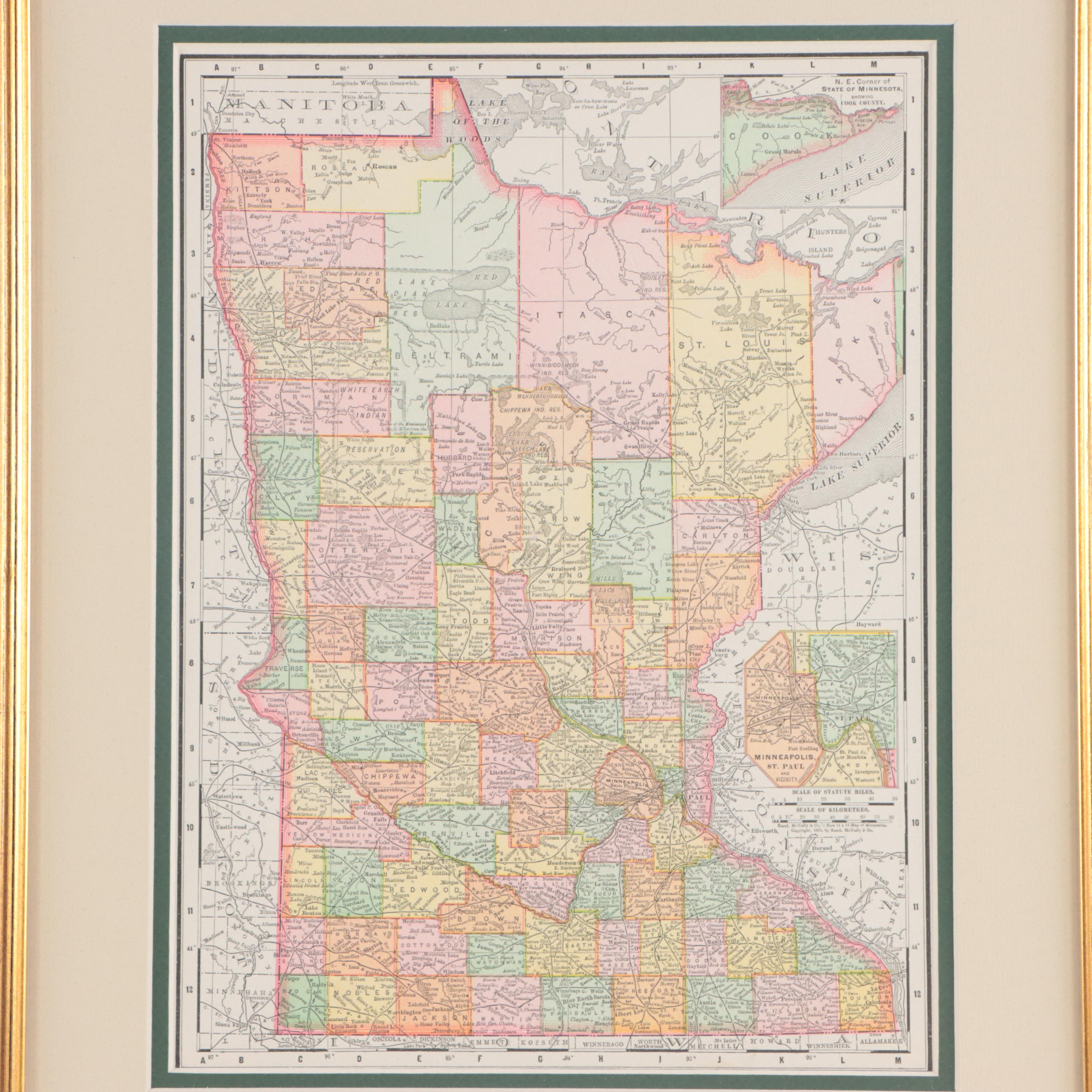 Rand, McNally & Co. Map of Minnesota, Circa 1895