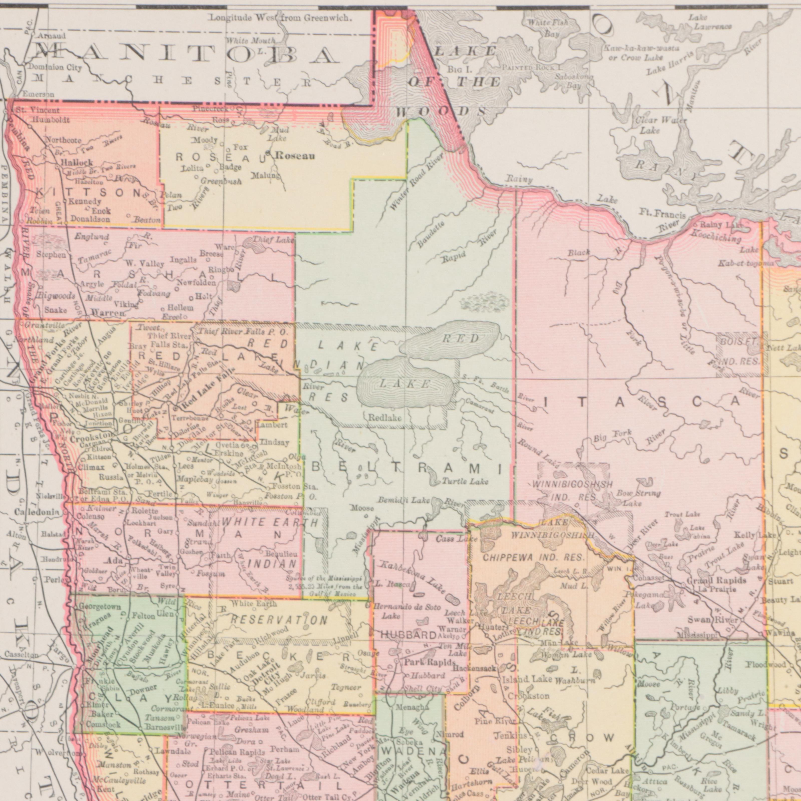 Rand, McNally & Co. Map of Minnesota, Circa 1895