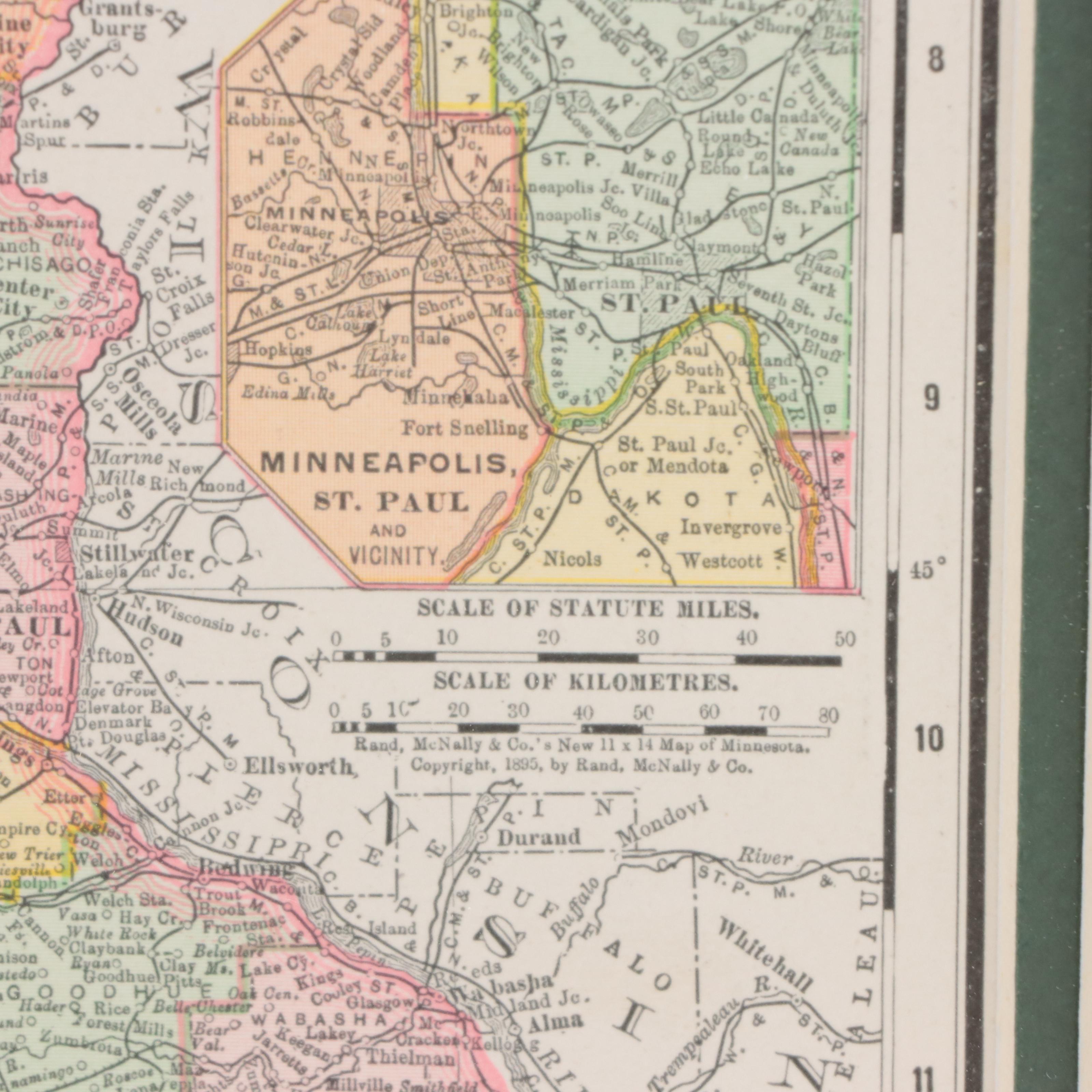 Rand, McNally & Co. Map of Minnesota, Circa 1895
