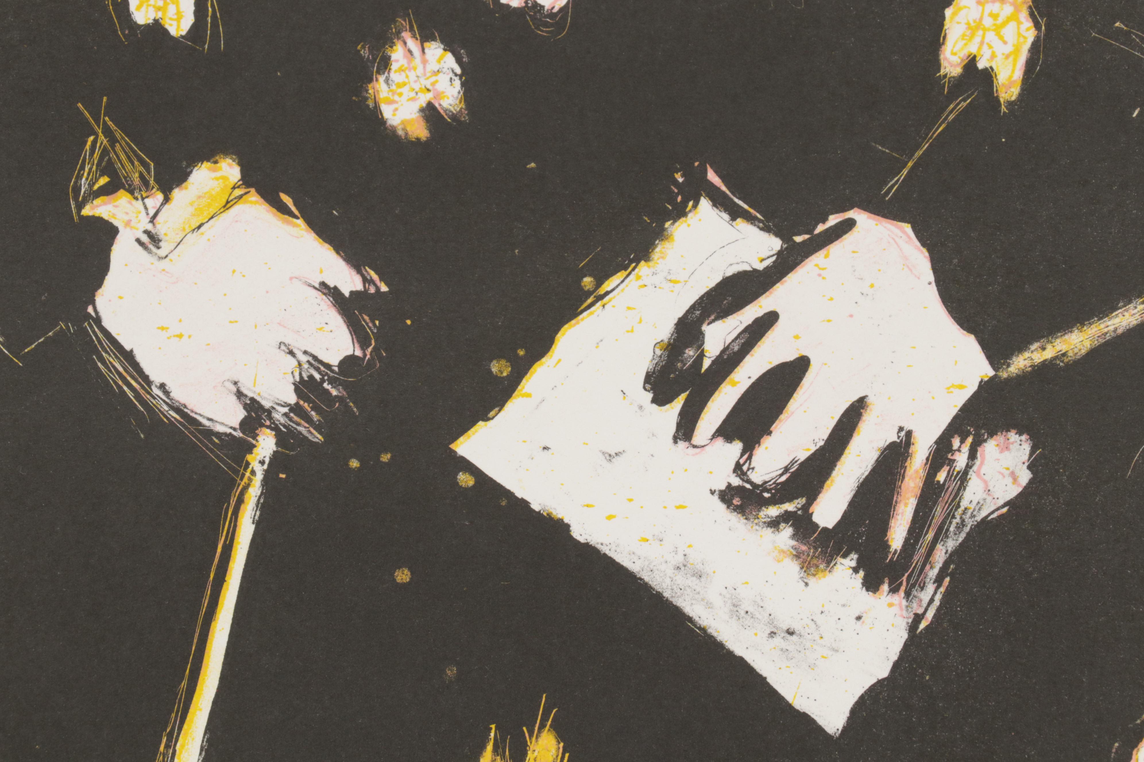 Sidney Chafetz Color Lithograph "Amy and the Butterflies," 1985