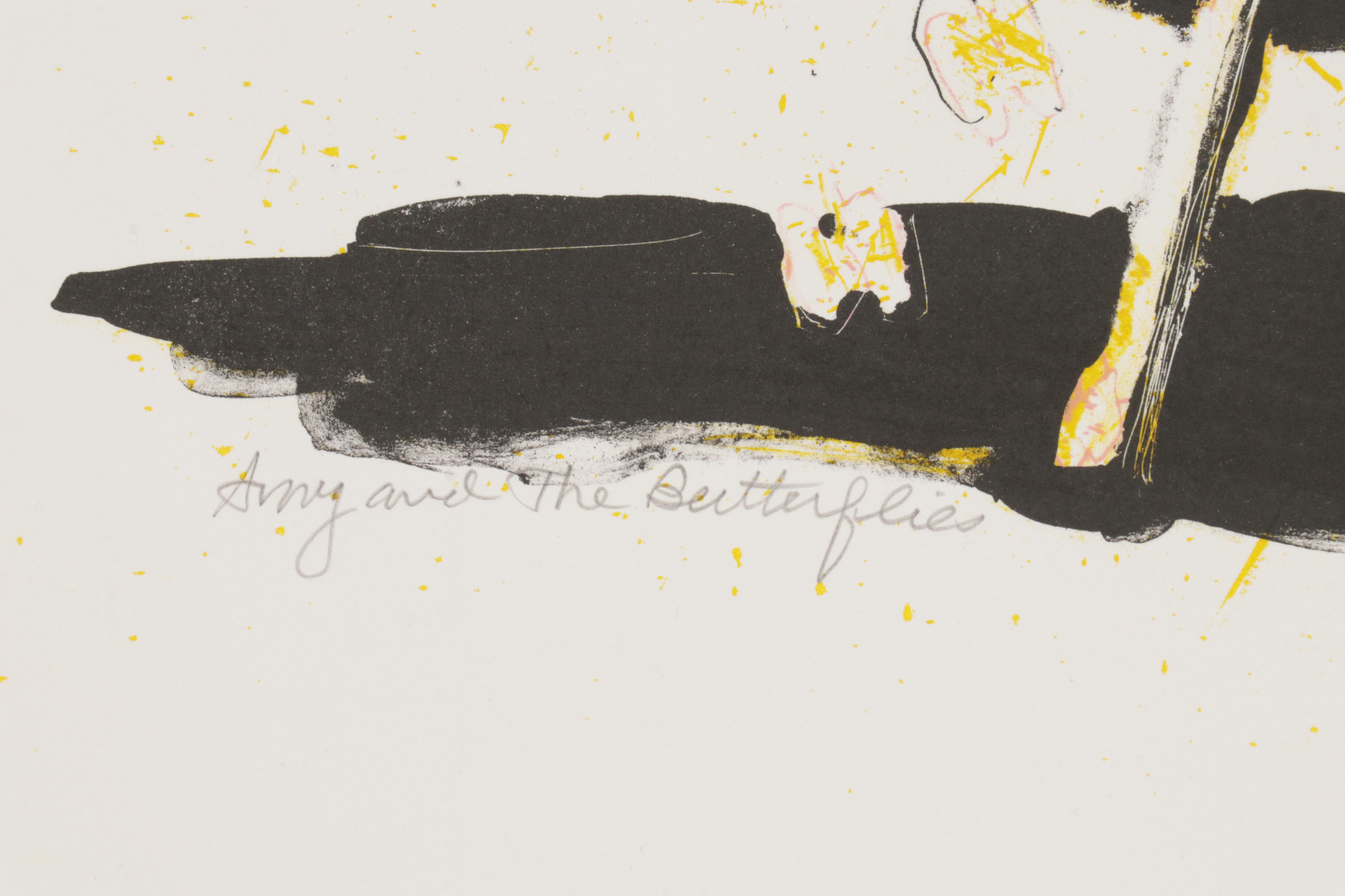 Sidney Chafetz Color Lithograph "Amy and the Butterflies," 1985