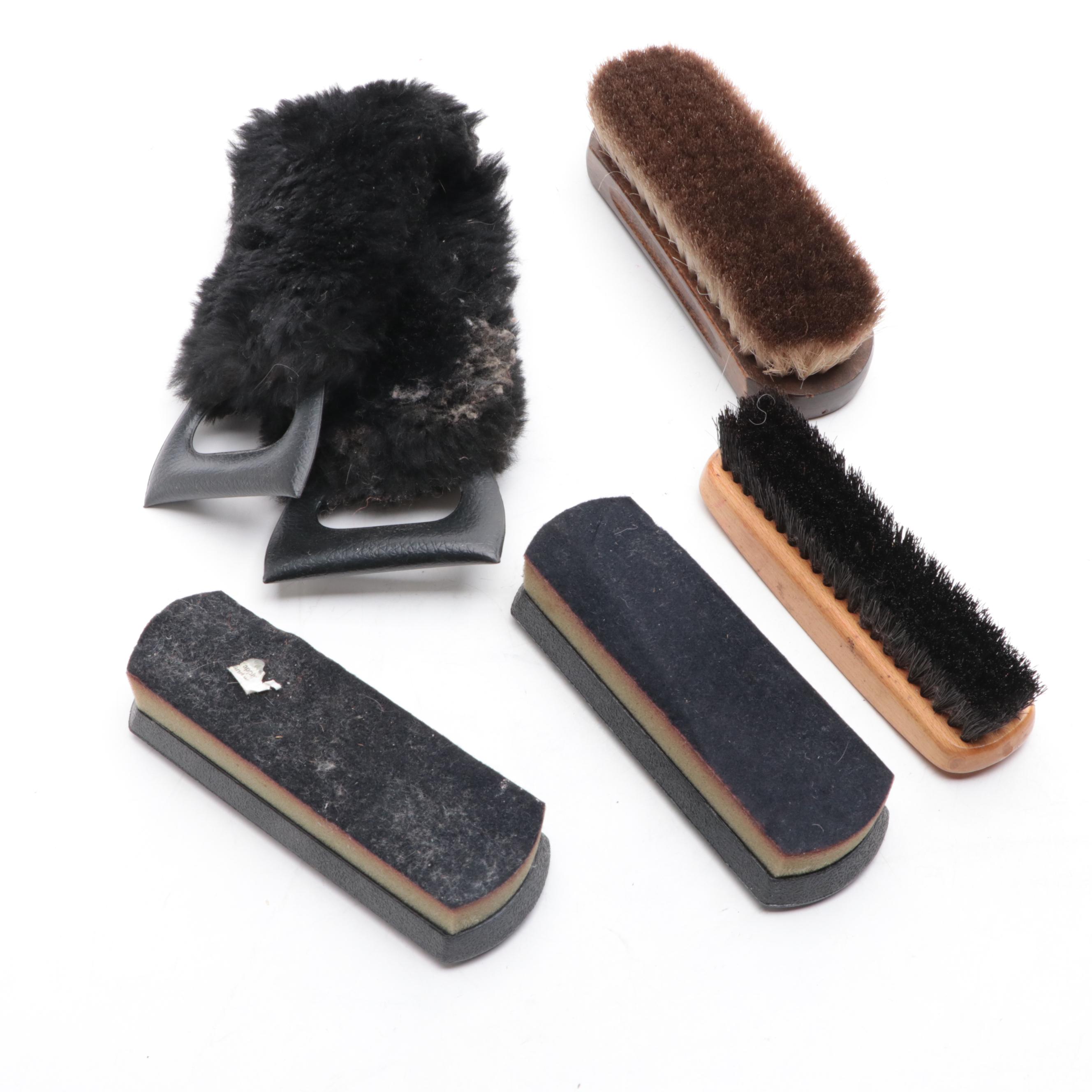 Box Dovetailed Birch Shoe-Shine Kit with Buffers and Brushes