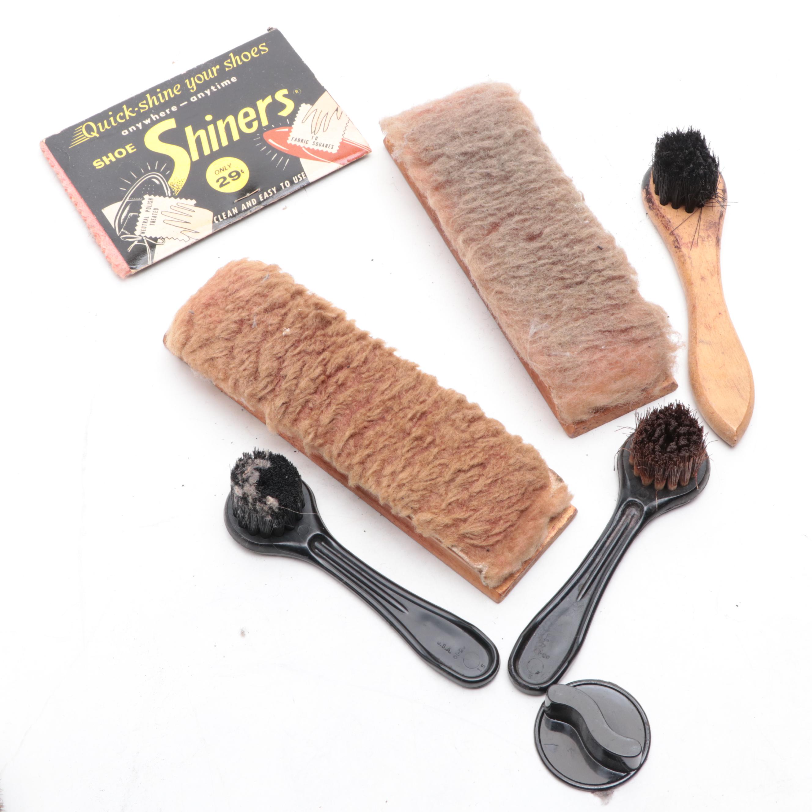 Box Dovetailed Birch Shoe-Shine Kit with Buffers and Brushes