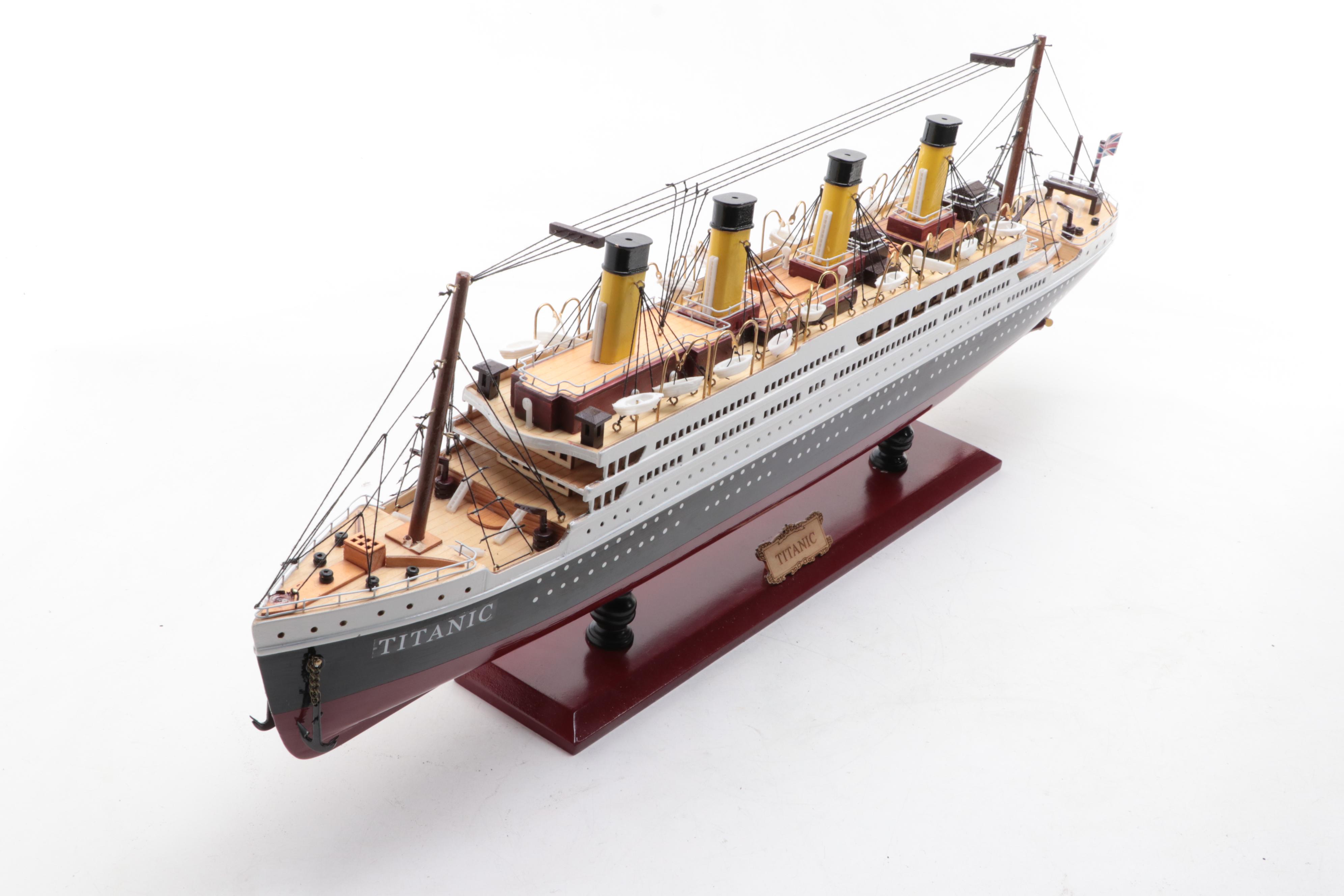 Painted Wooden "Titanic" Model Ship