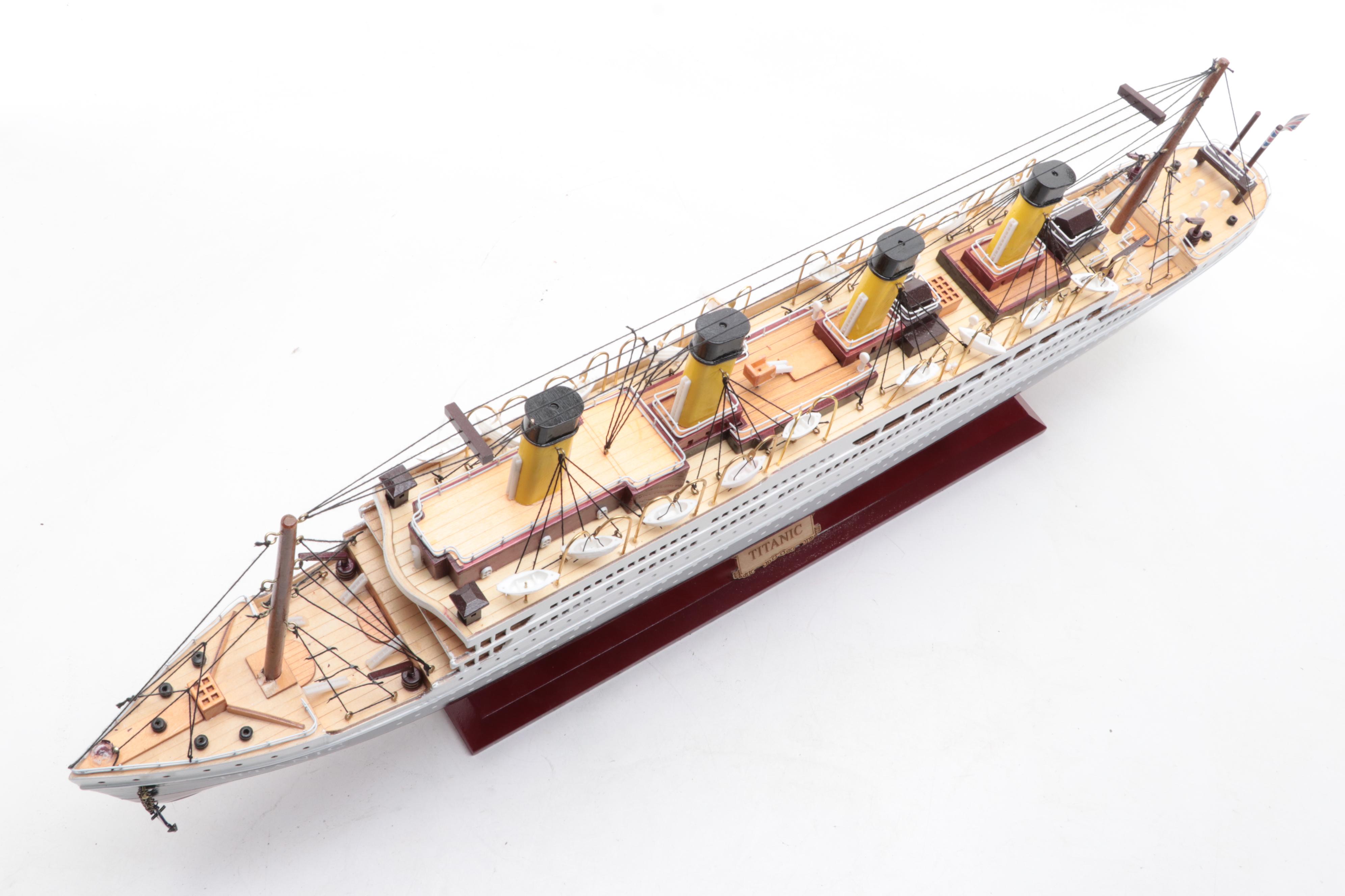Painted Wooden "Titanic" Model Ship