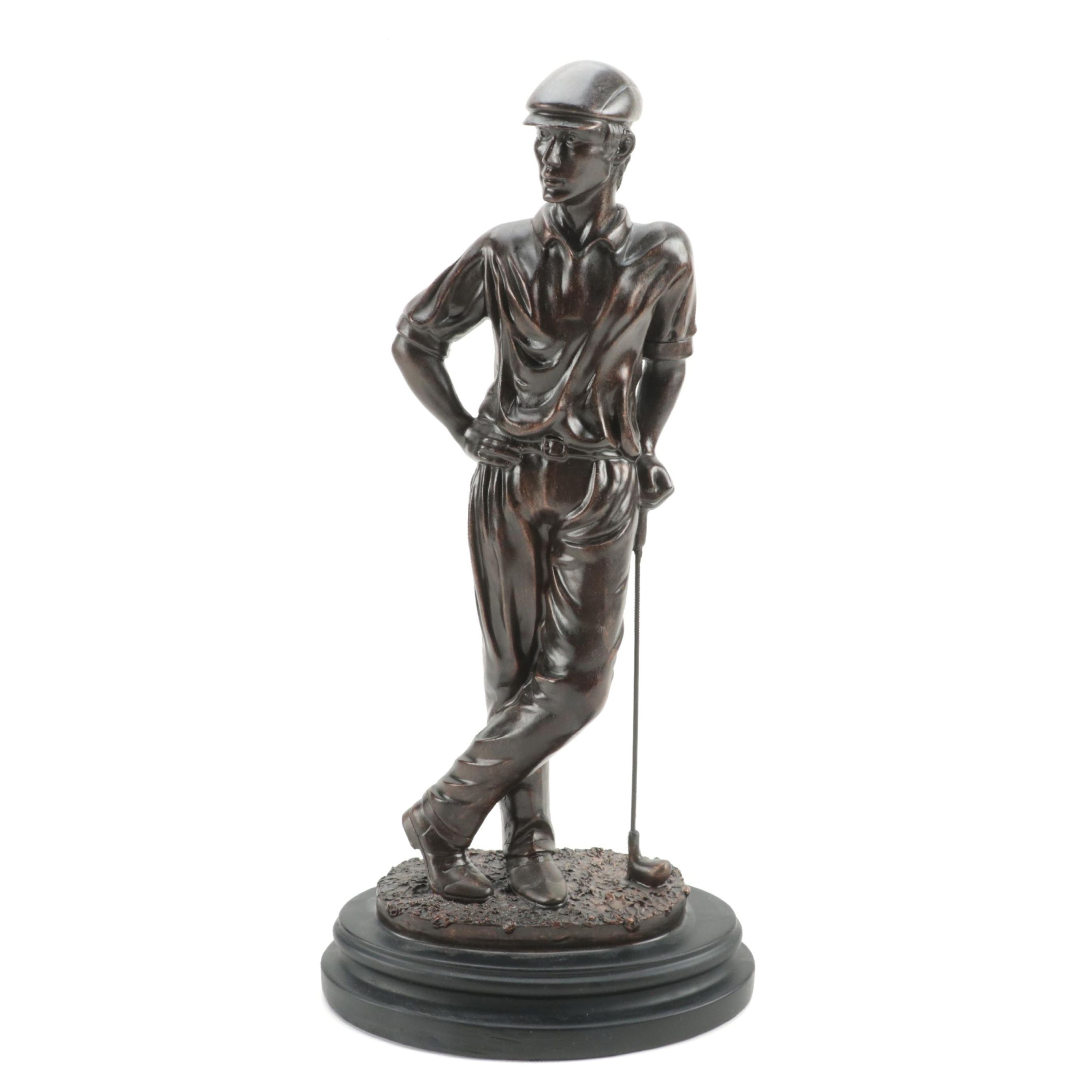 Bronze Finished Resin Figure of Golfer