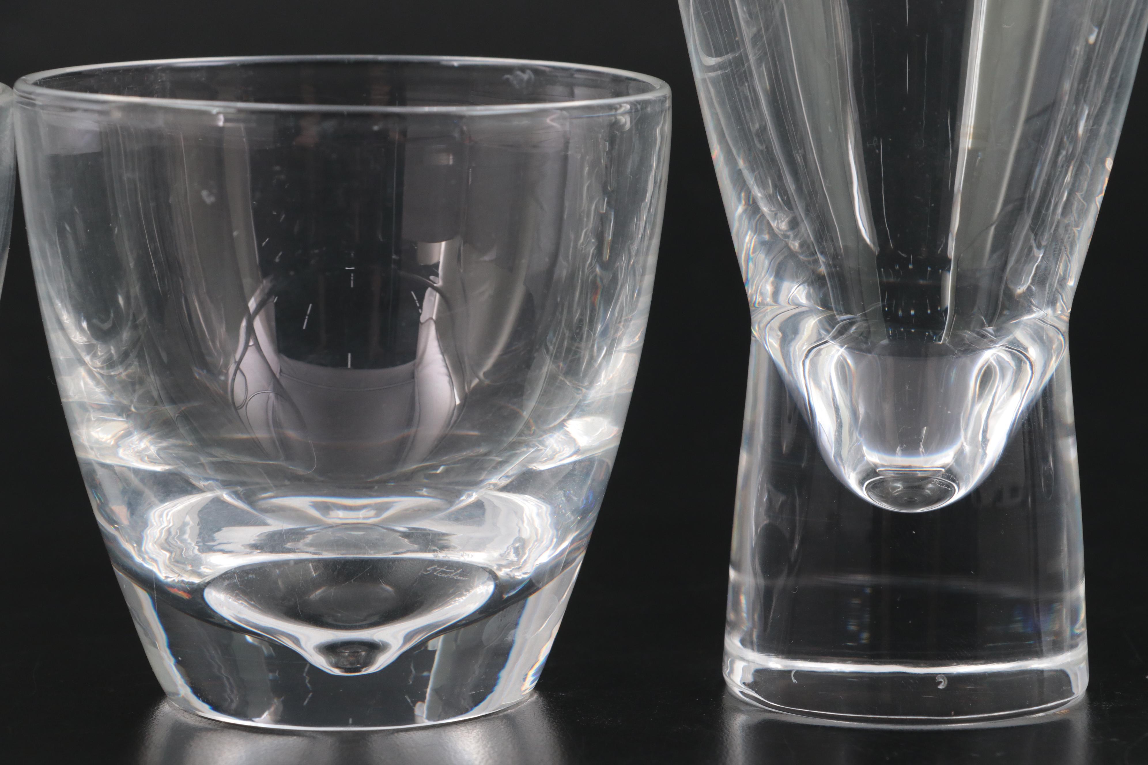 Mid Century Modern Style Steuben Art Glass Highball and Rocks Glasses