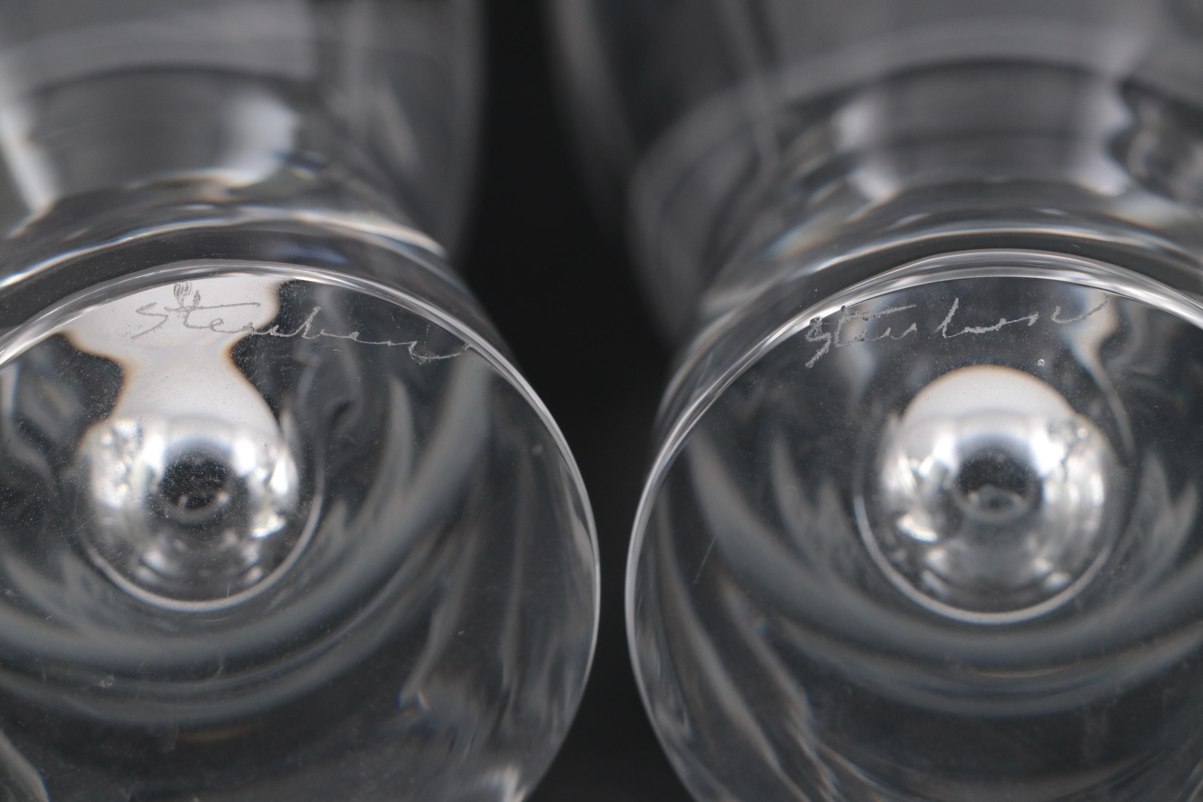 Mid Century Modern Style Steuben Art Glass Highball and Rocks Glasses