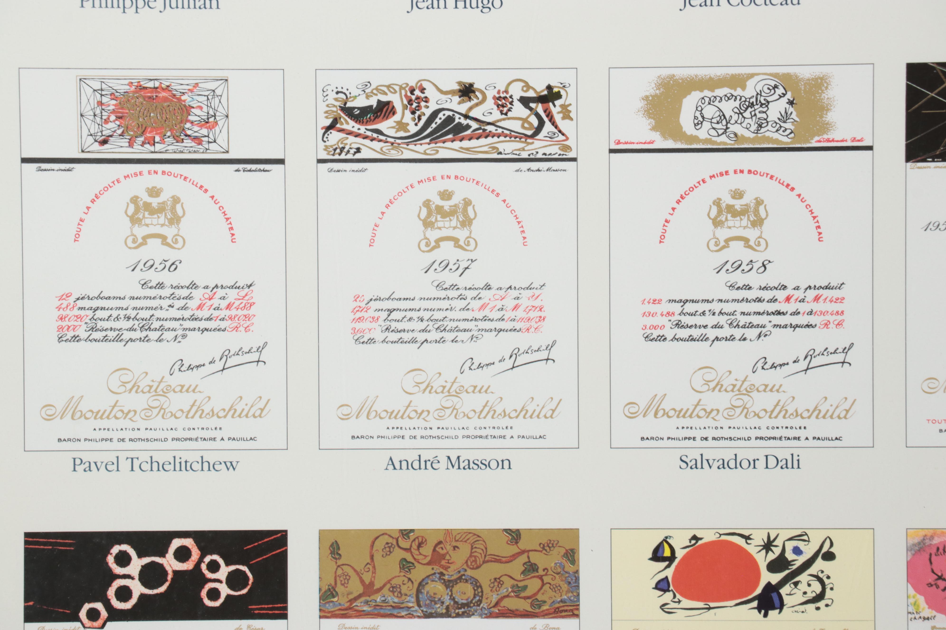Offset Lithograph of Château Mouton Rothschild Wine Labels Poster
