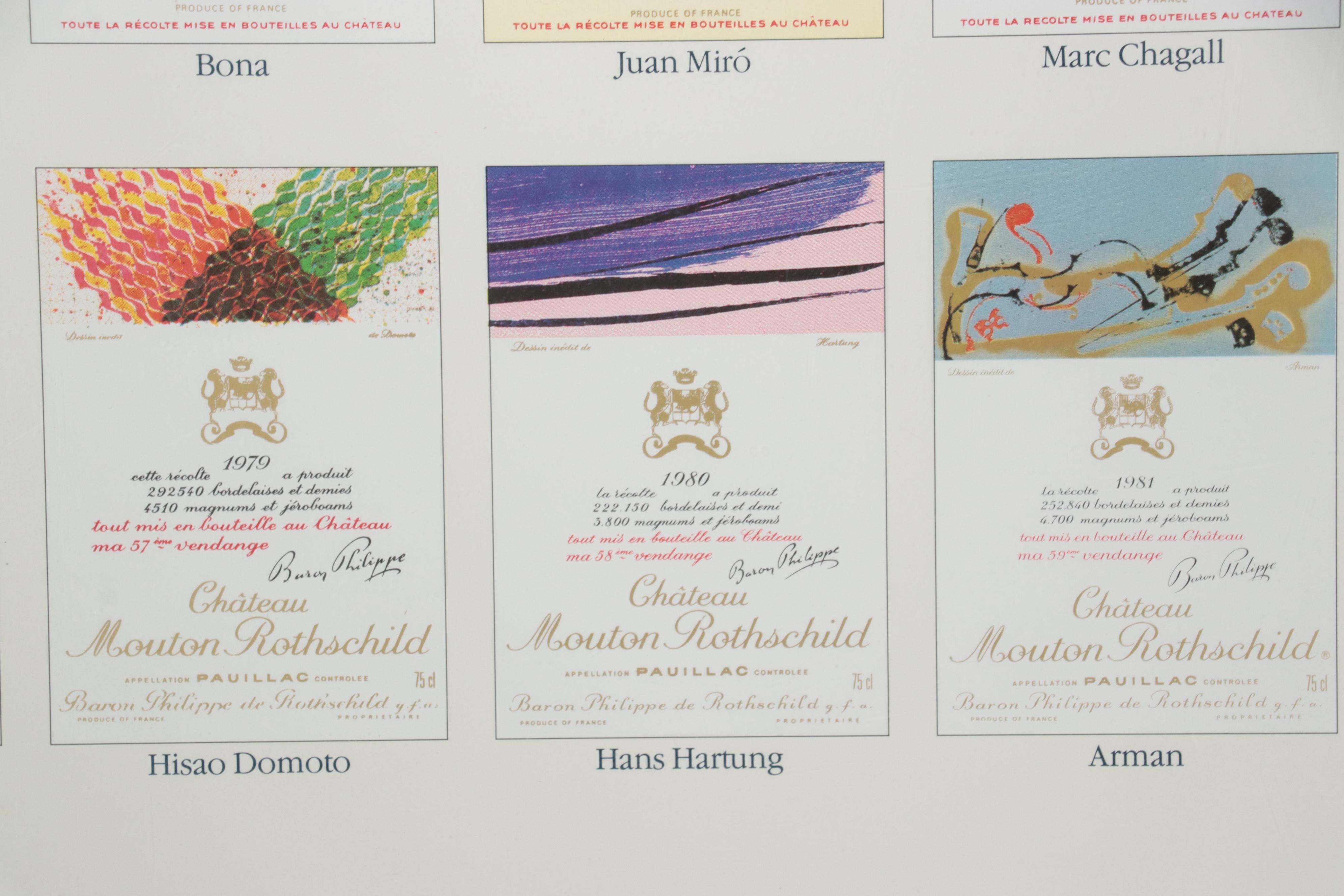 Offset Lithograph of Château Mouton Rothschild Wine Labels Poster