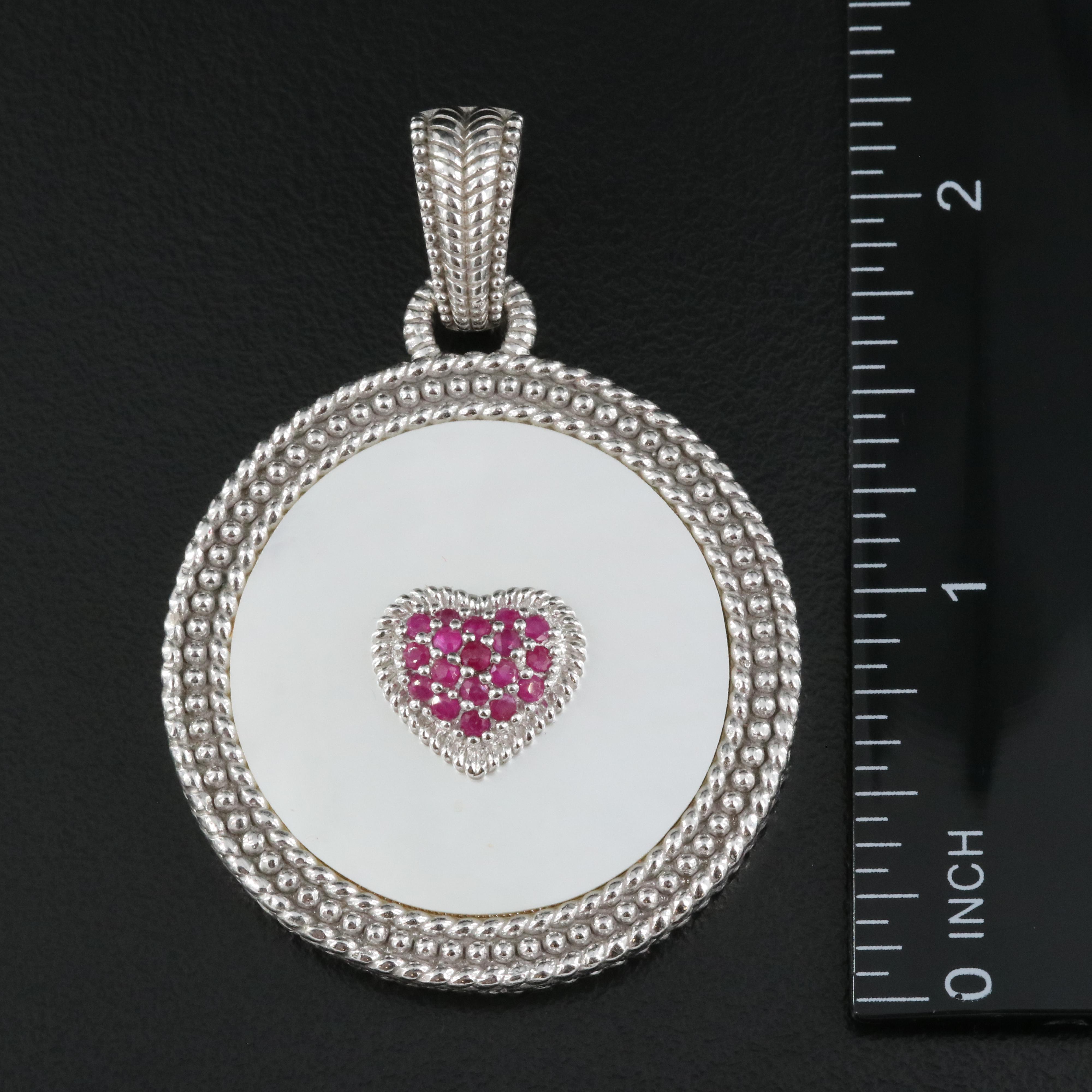 Judith Ripka Sterling Ruby and Mother-of-Pearl Heart Enhancer Pendant