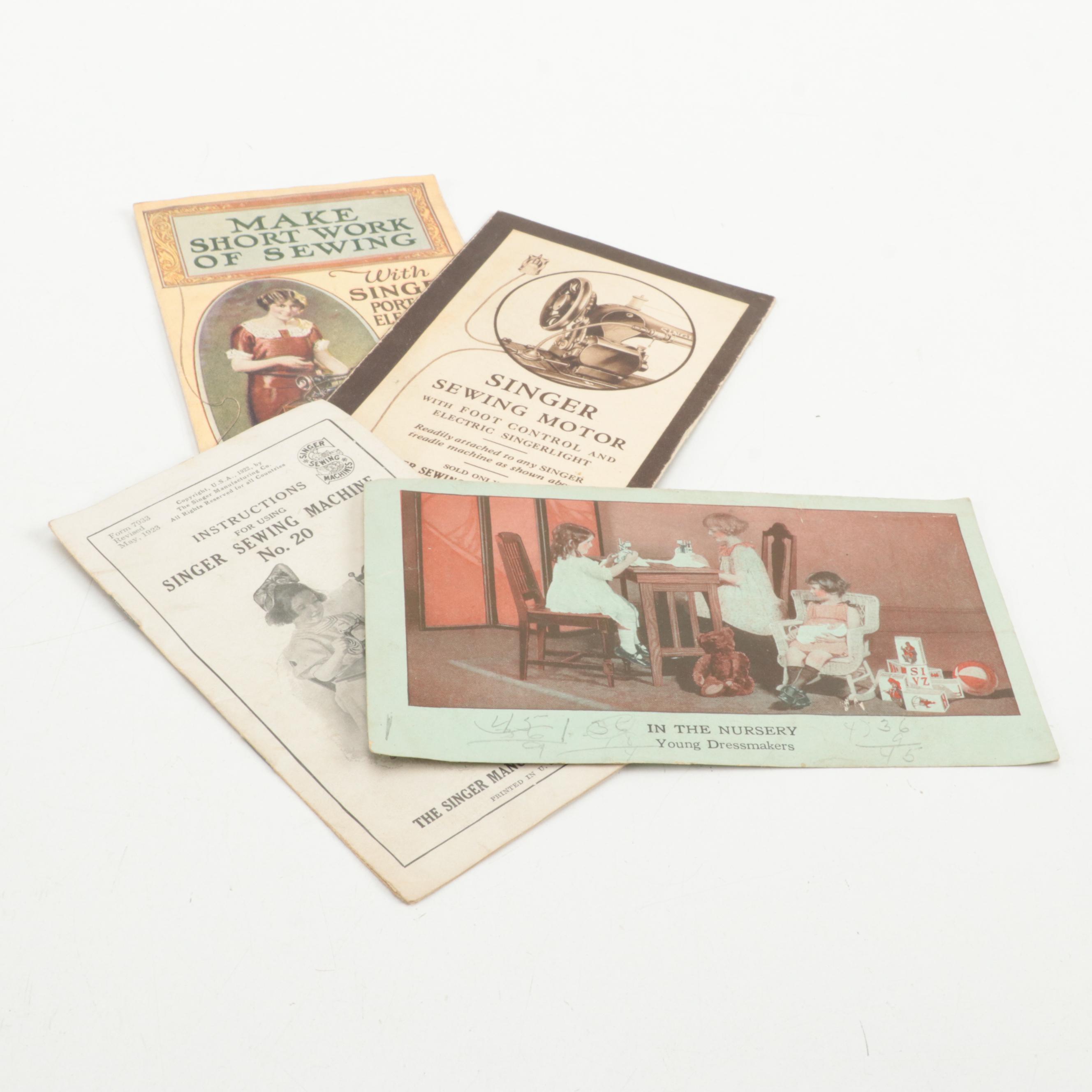 Singer "For the Girls" Child's Sewing Machine with Singer Tray and Ephemera