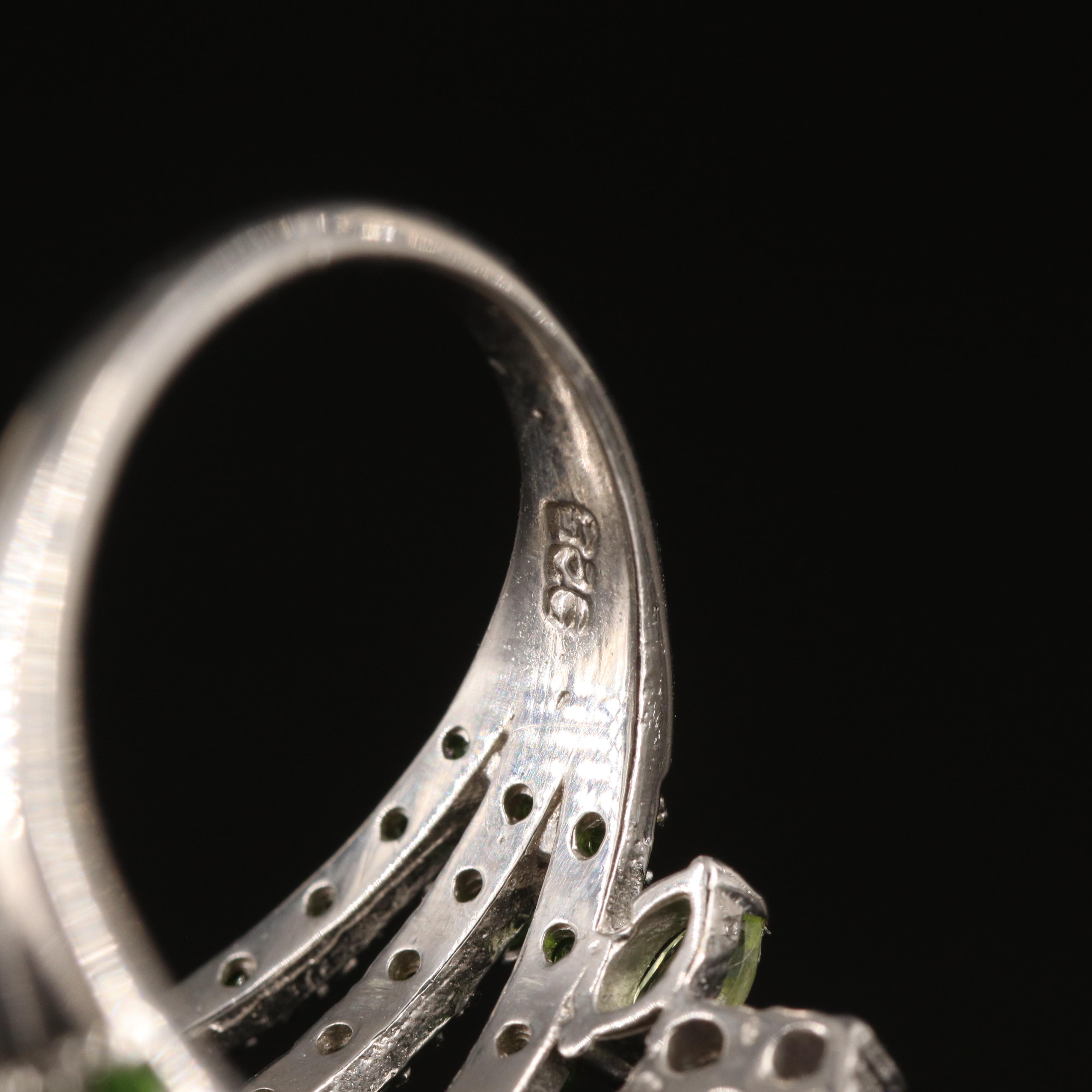 Sterling Gemstone Flower Bypass Ring