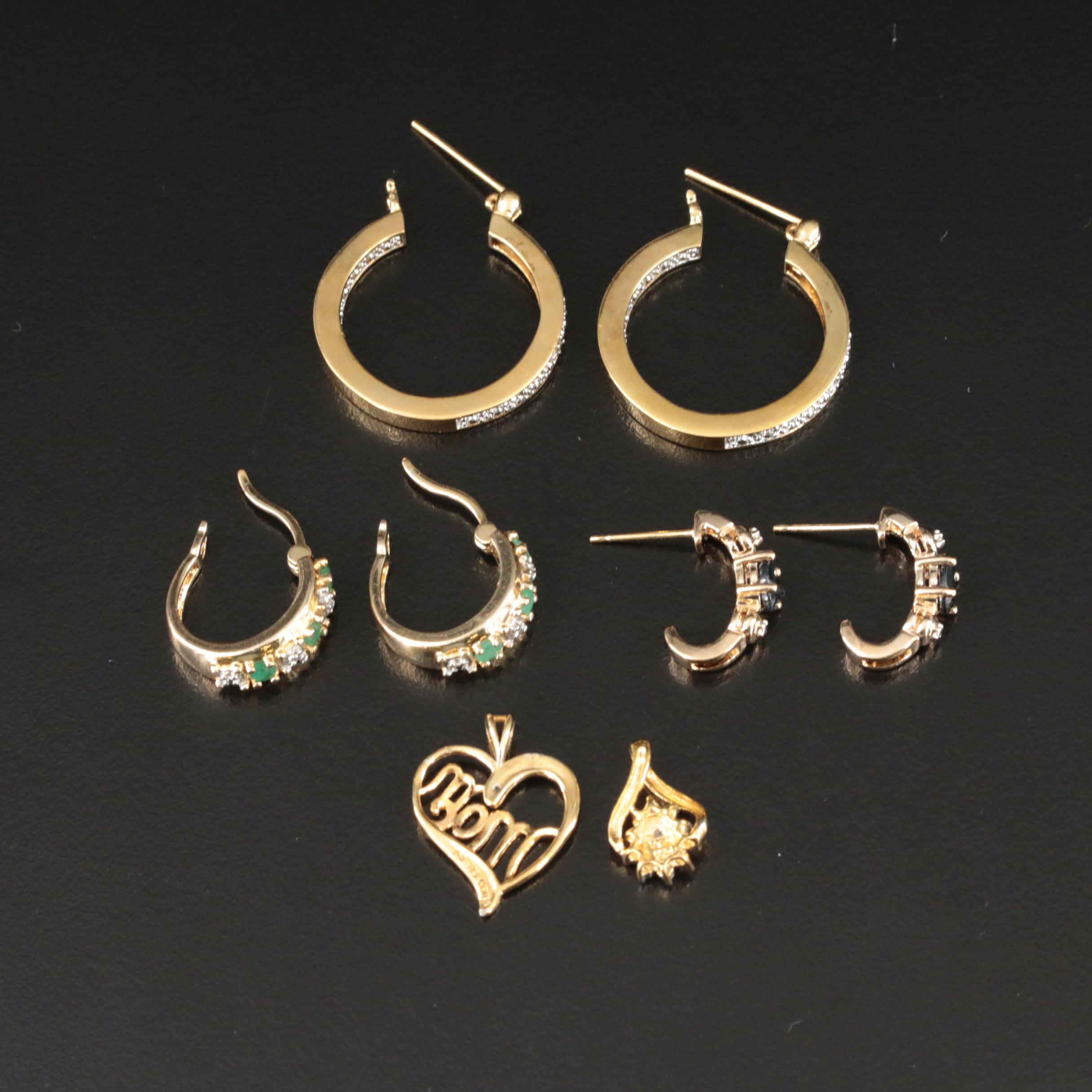 Sterling Sapphire and Diamond Earrings and Pendants