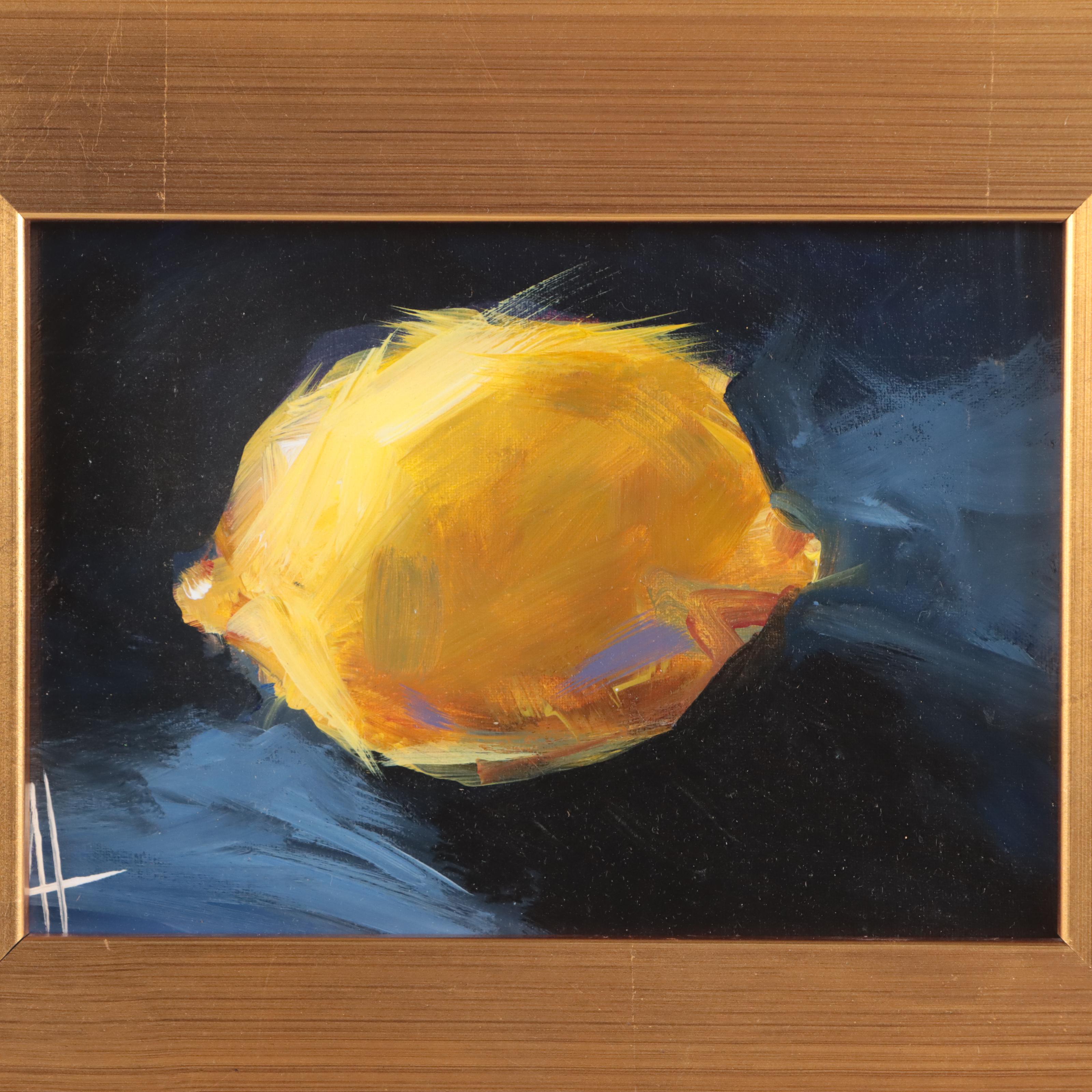 Anne Thouthip Still Life Acrylic Painting of Lemon, 21st Century
