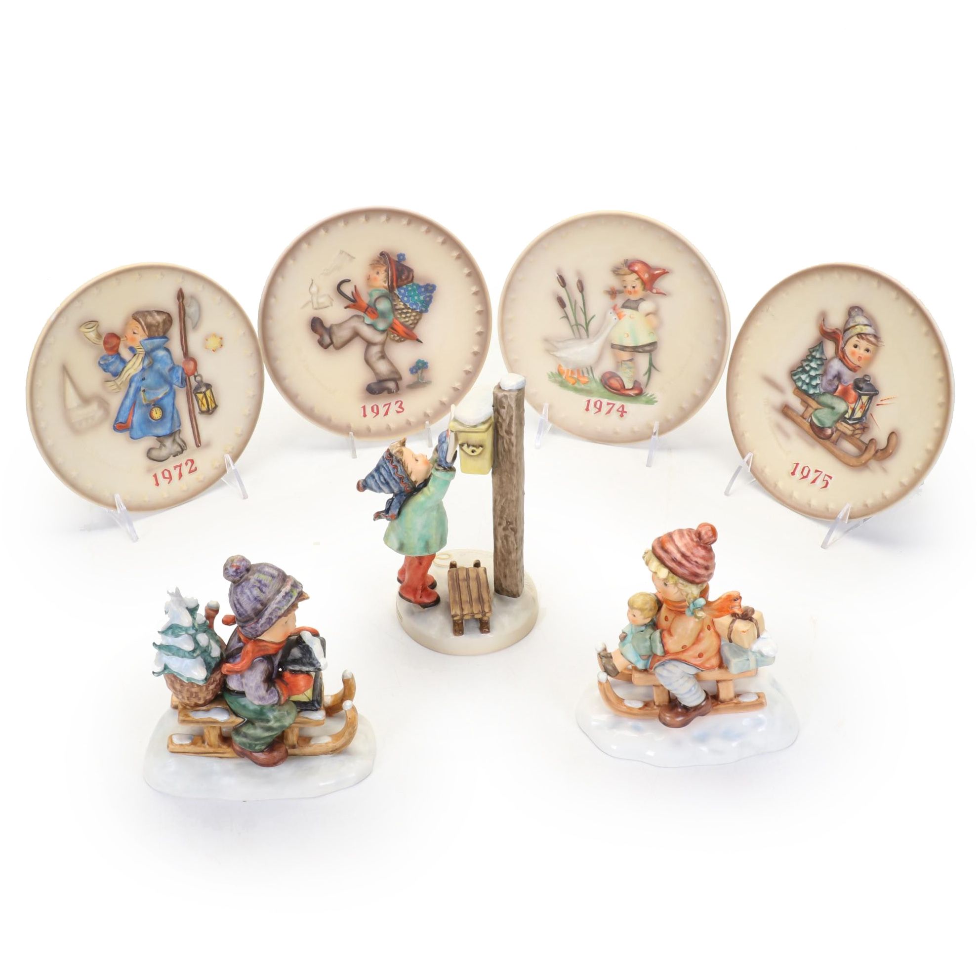 Goebel Hummel Porcelain Figurines and Christmas Collector Plates, Late 20th C.